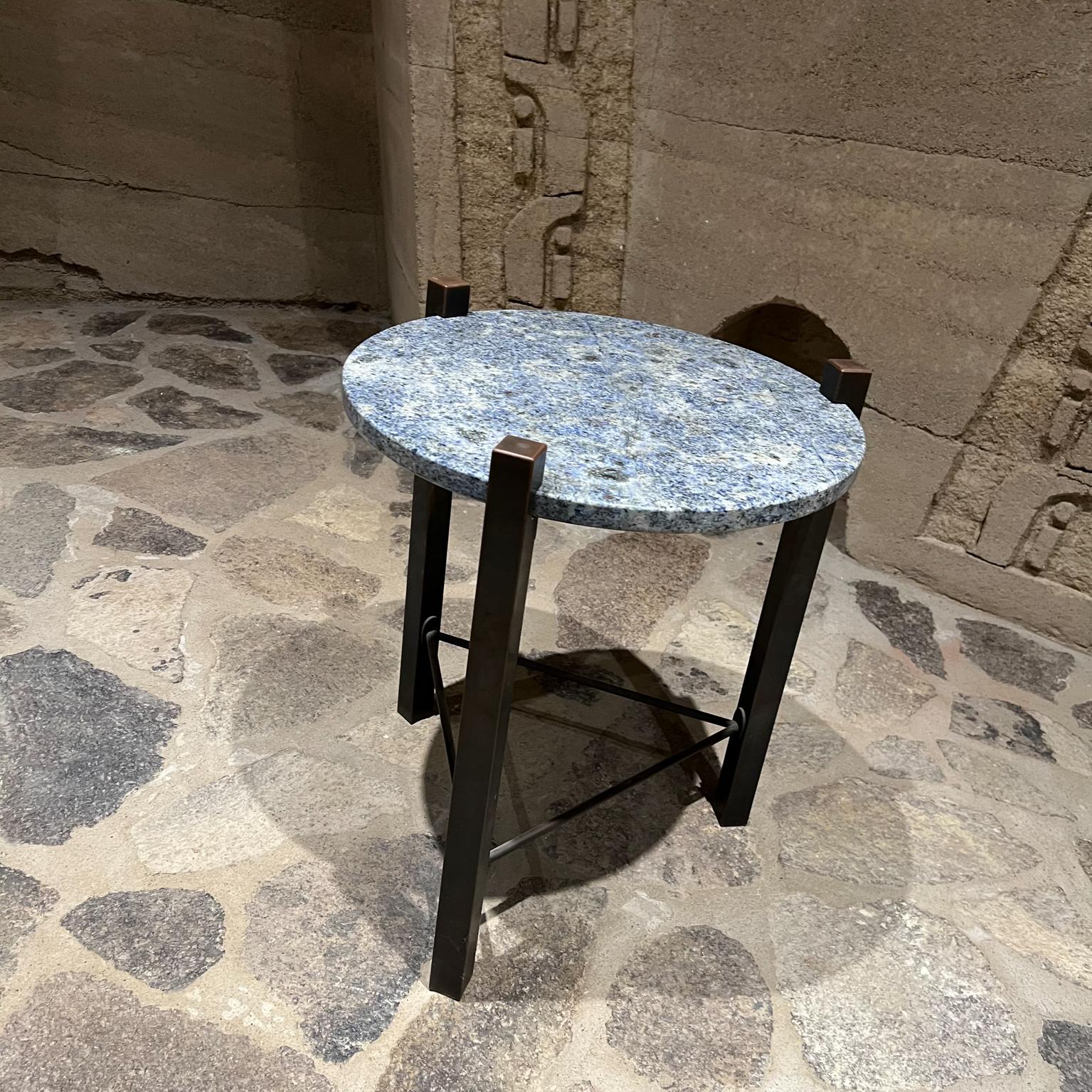 1970s Modern Side Table Blue Granite on Bronze Style of Cedric Hartman In Good Condition For Sale In Chula Vista, CA