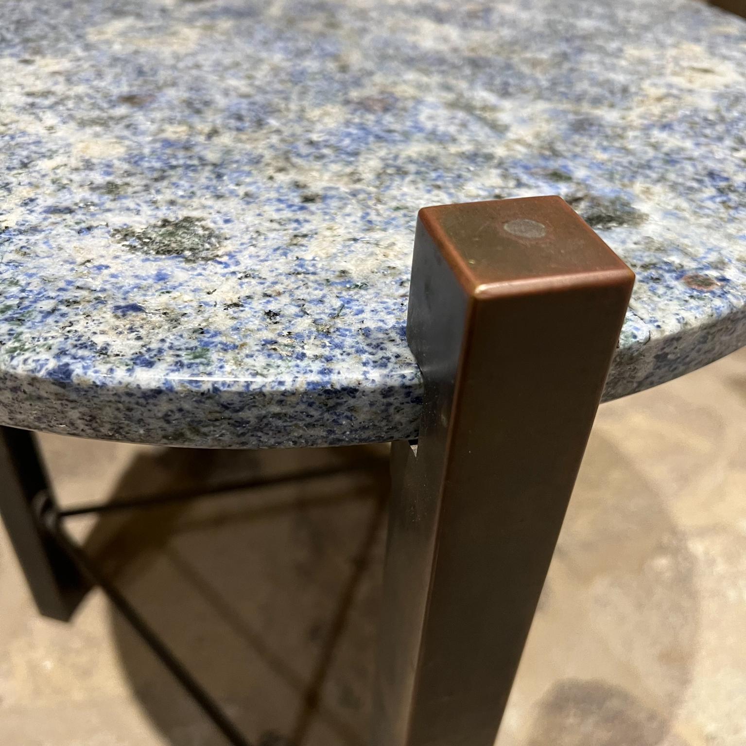 Late 20th Century 1970s Modern Side Table Blue Granite on Bronze Style of Cedric Hartman For Sale