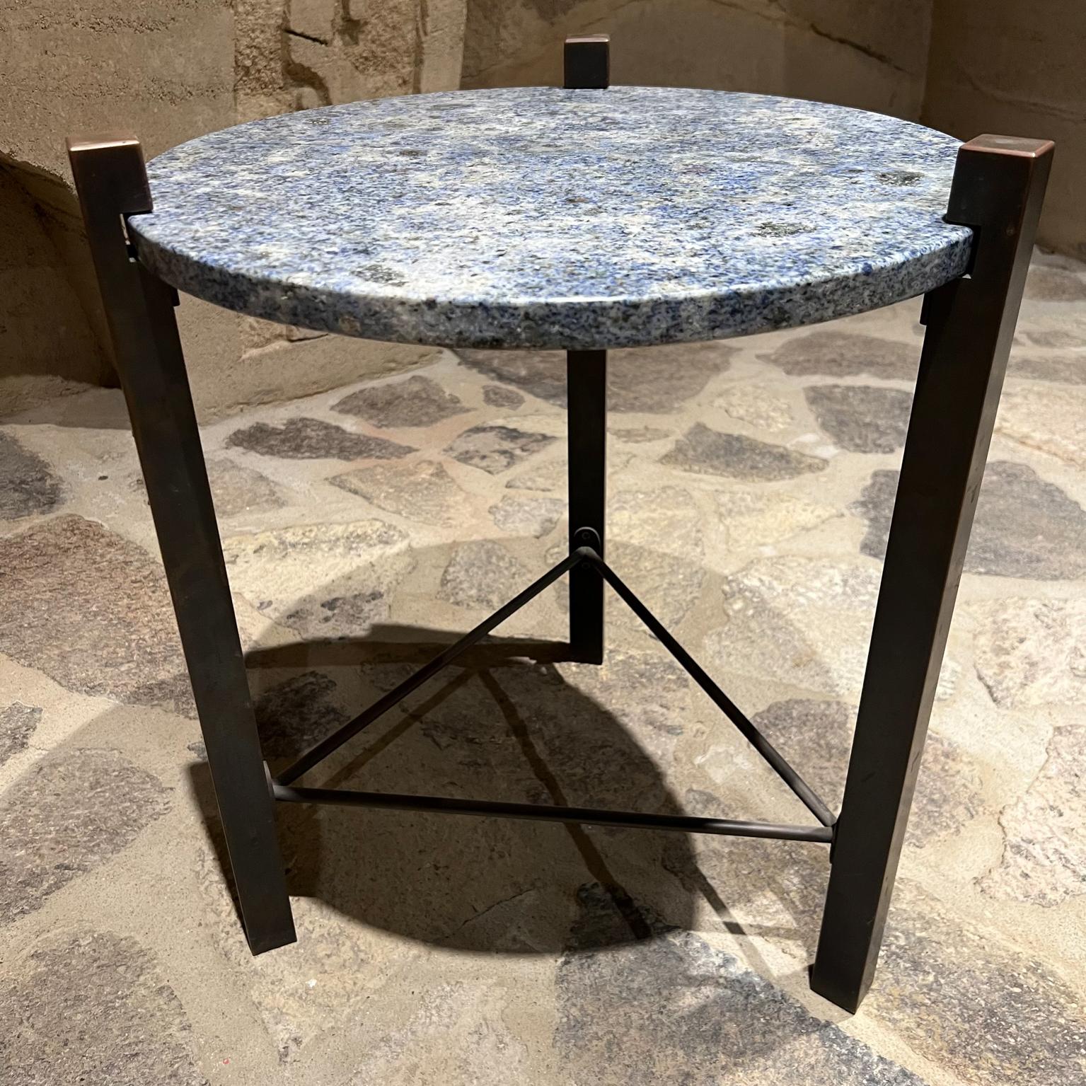 1970s Modern Side Table Blue Granite on Bronze Style of Cedric Hartman For Sale 3