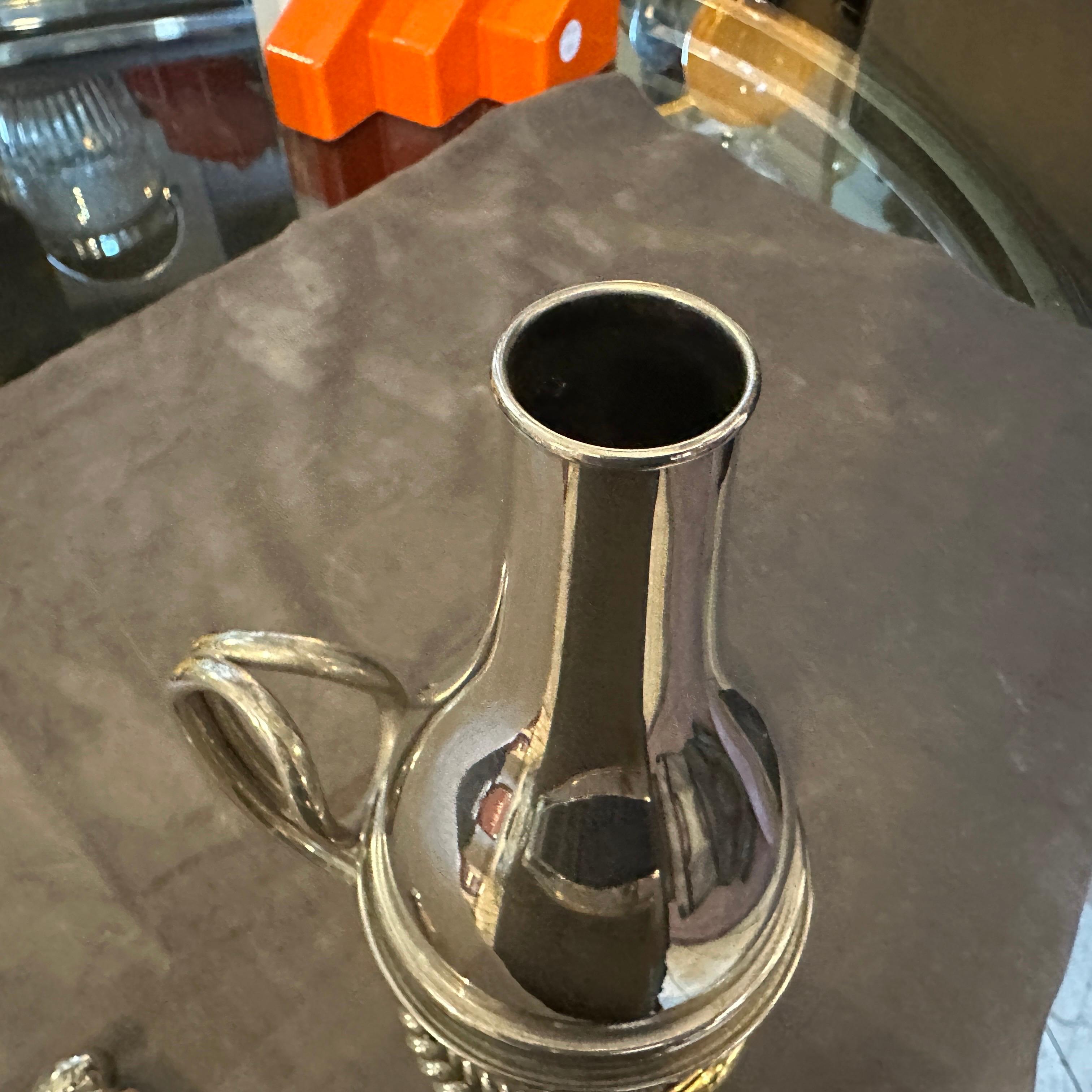 1970s Modern Silver Plate and Brass Accents Bottle by Gucci Firenze For Sale 4