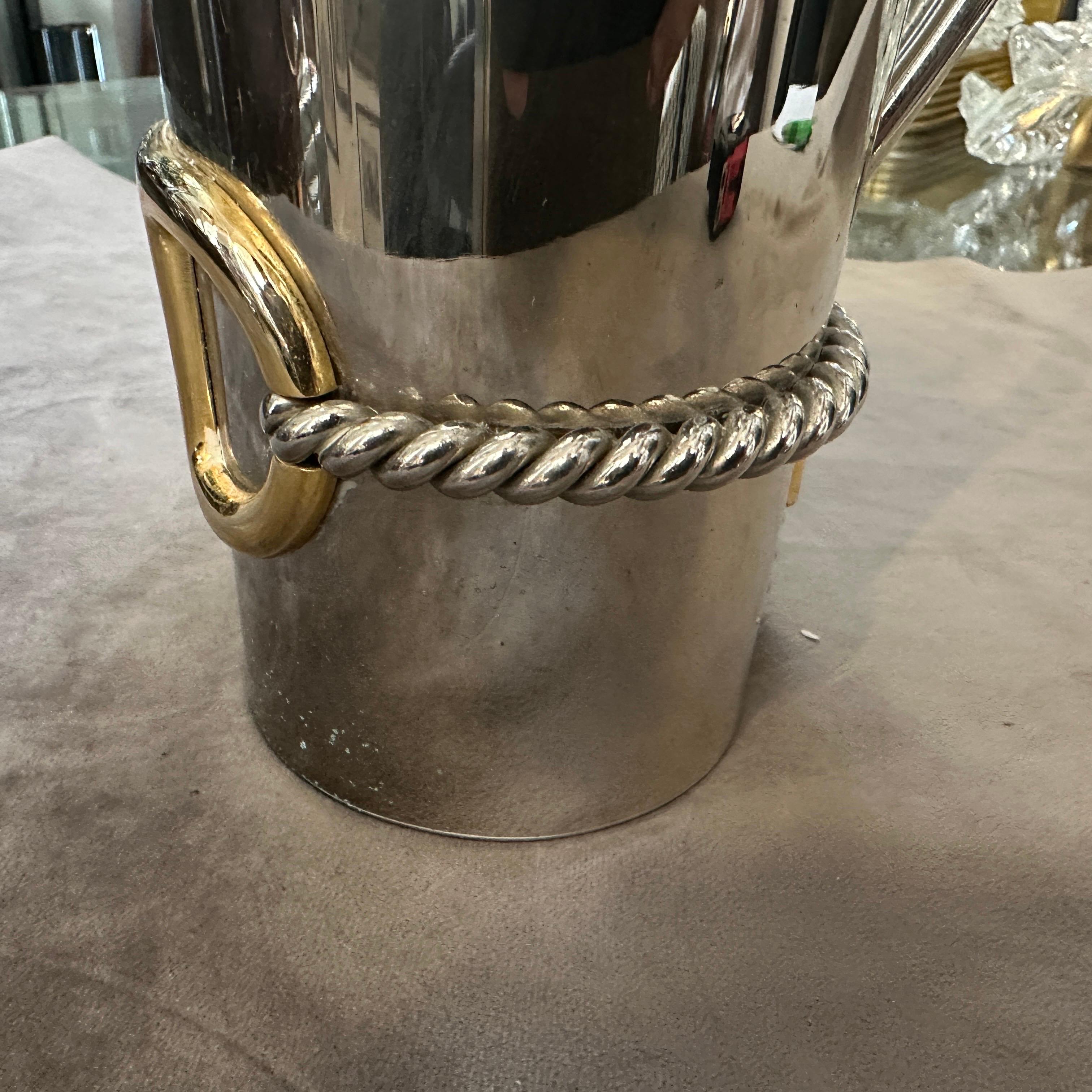1970s Modern Silver Plate and Brass Accents Jug by Gucci Firenze 5