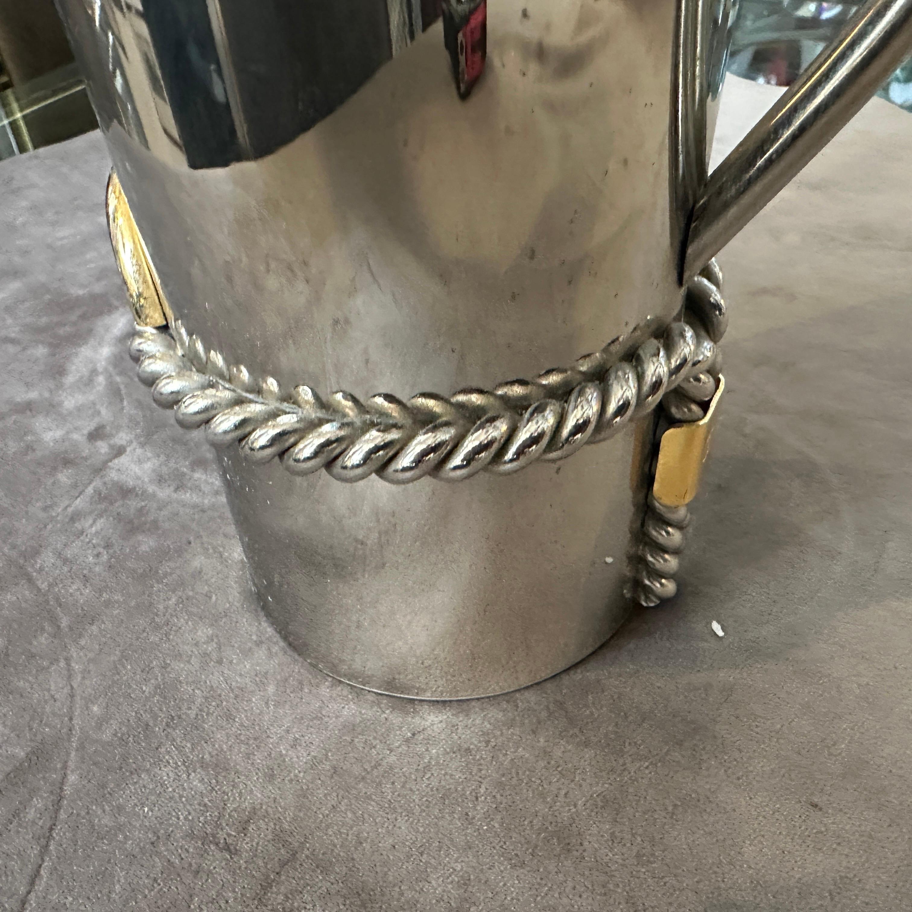 1970s Modern Silver Plate and Brass Accents Jug by Gucci Firenze 6