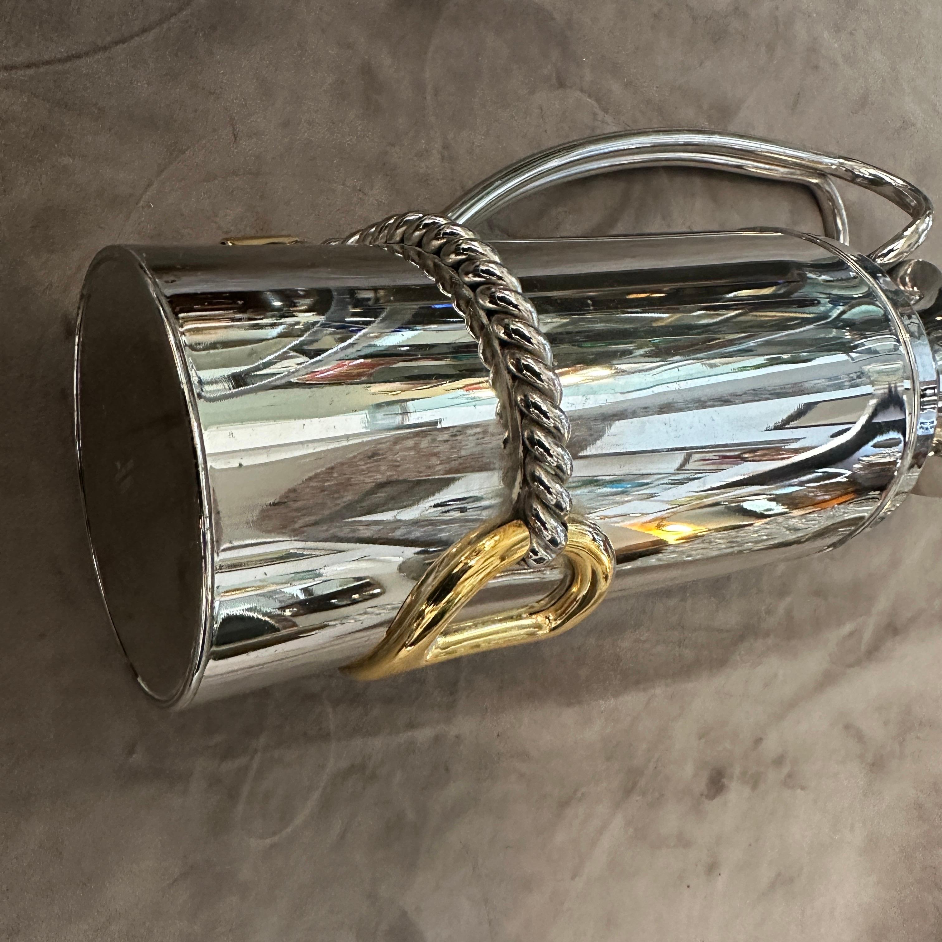 1970s Modern Silver Plate and Brass Accents Jug by Gucci Firenze 11