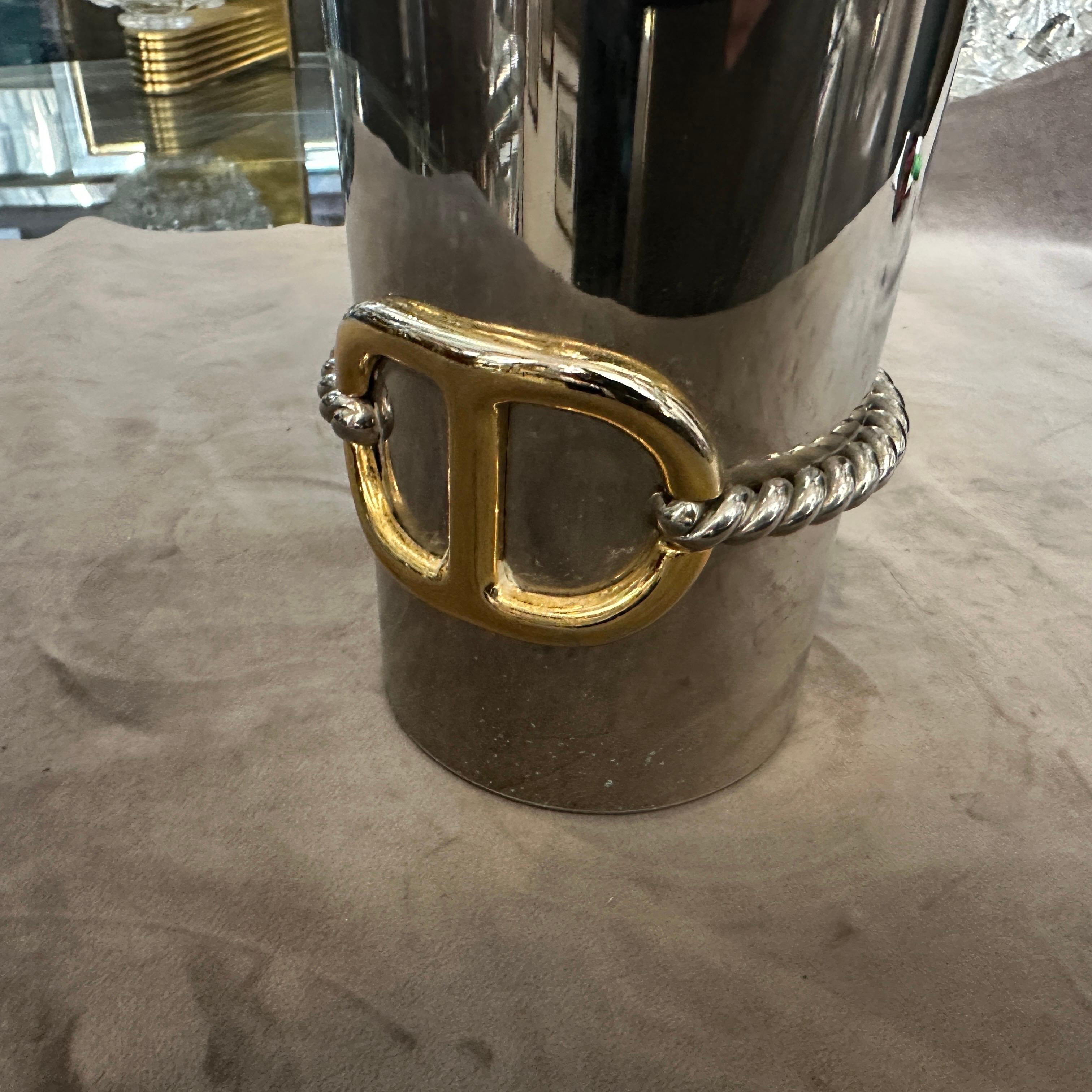 Italian 1970s Modern Silver Plate and Brass Accents Jug by Gucci Firenze