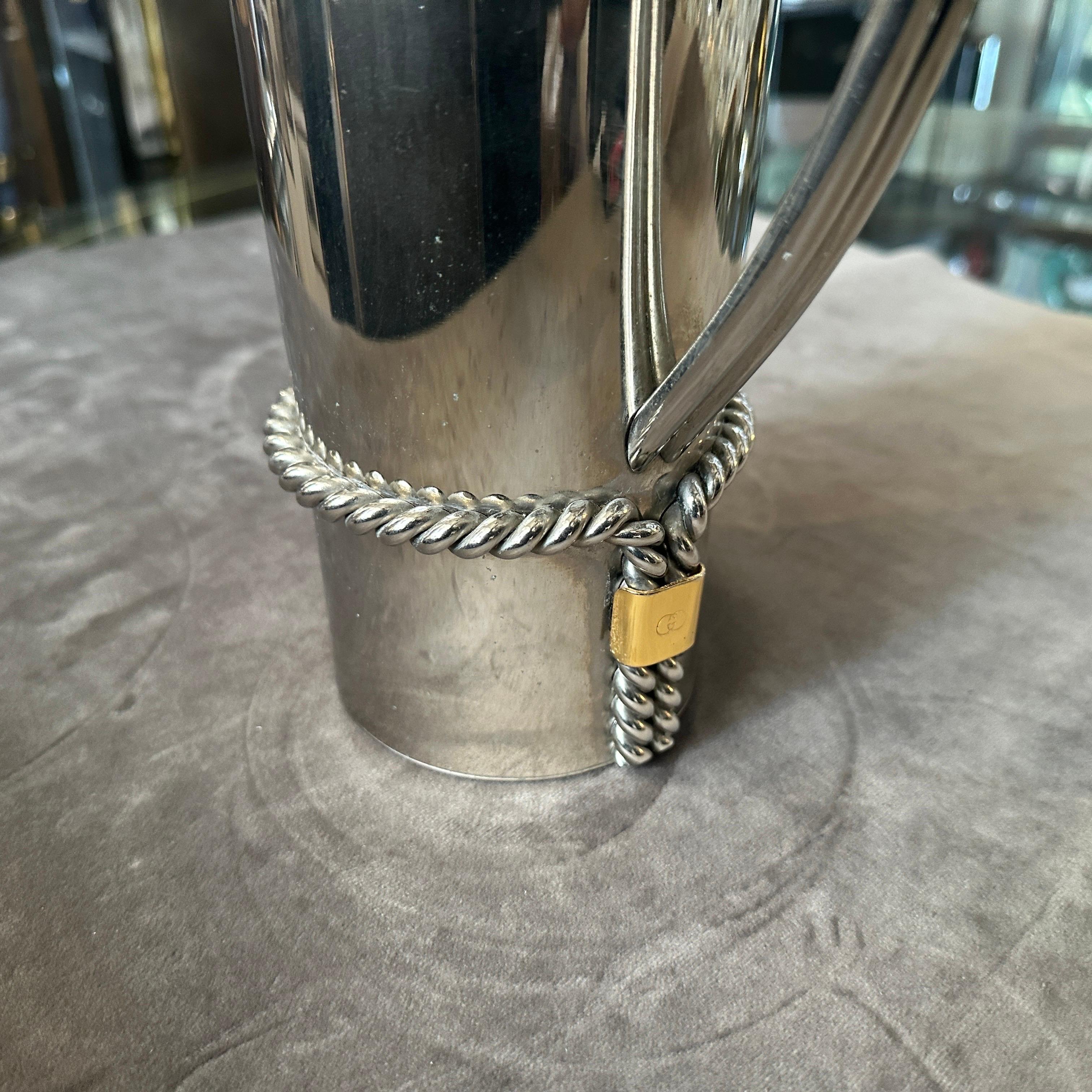20th Century 1970s Modern Silver Plate and Brass Accents Jug by Gucci Firenze