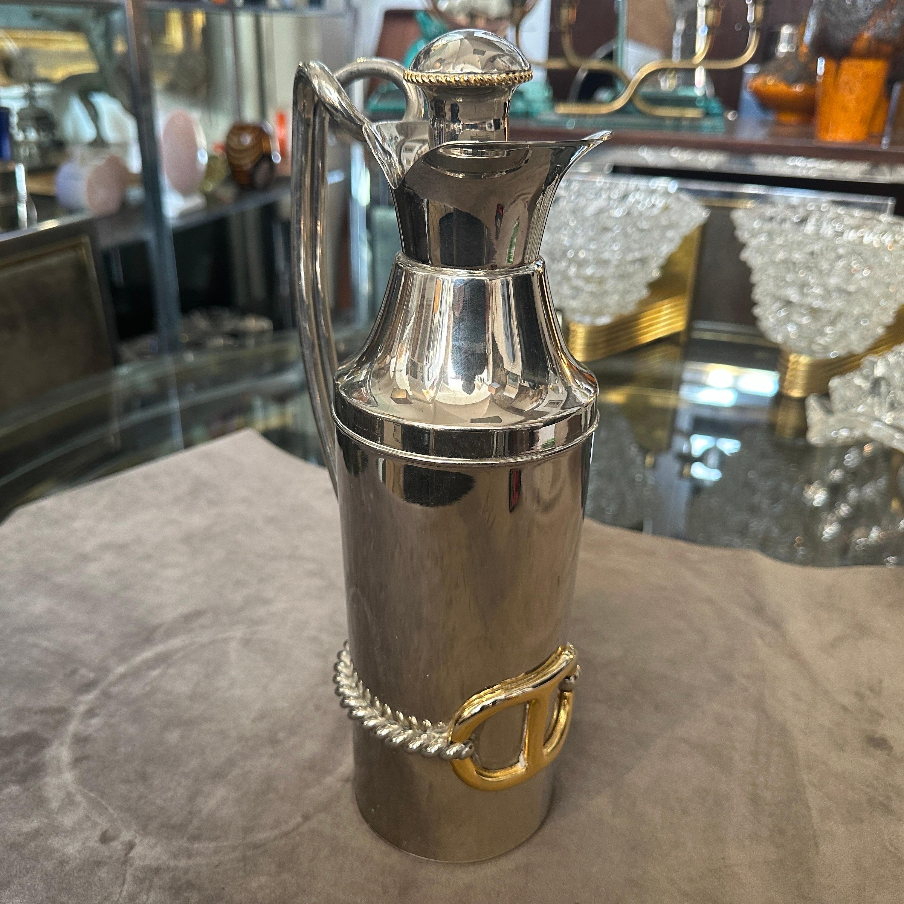 1970s Modern Silver Plate and Brass Accents Jug by Gucci Firenze 2