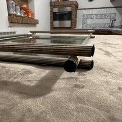 1970s Modern Silver Plated and Grey Glass Italian Serving Tray