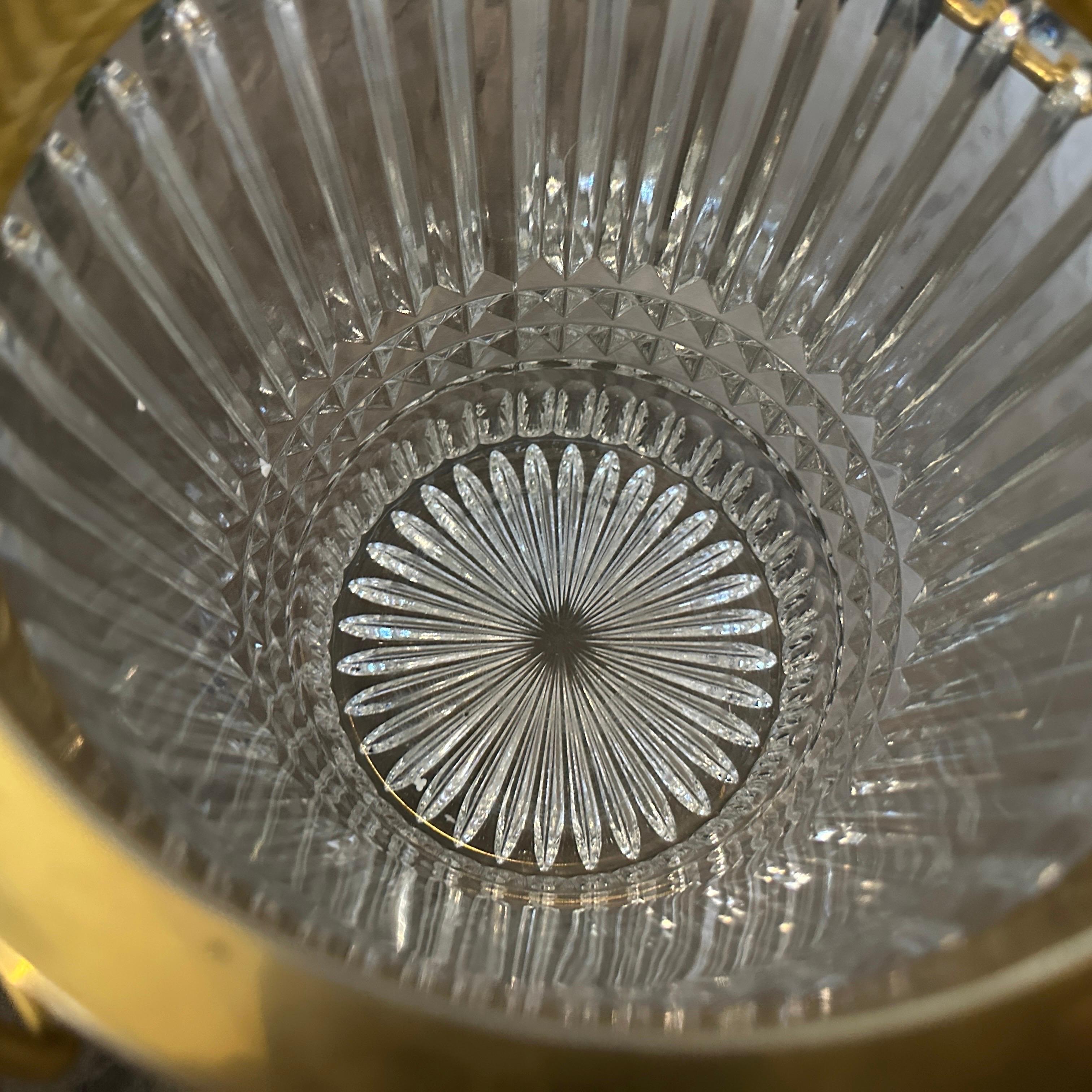 Raffreddatore di vino francese moderno degli anni '70 placcato in argento e cristallo pesante in vendita 3