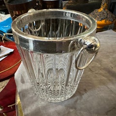 1970s Modern Silver Plated and Heavy Crystal French Wine Cooler