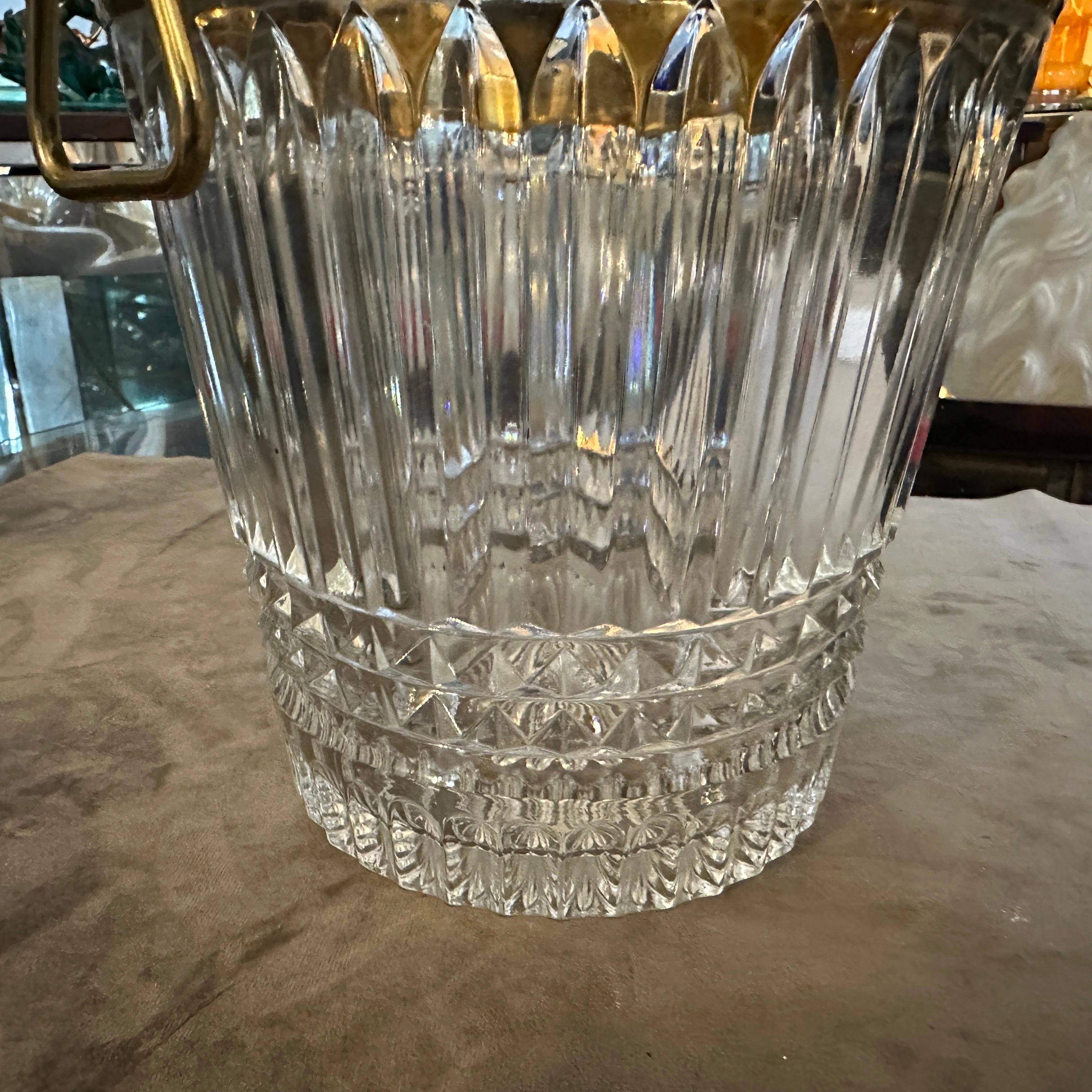 Raffreddatore di vino francese moderno degli anni '70 placcato in argento e cristallo pesante In condizioni buone in vendita a Aci Castello, IT