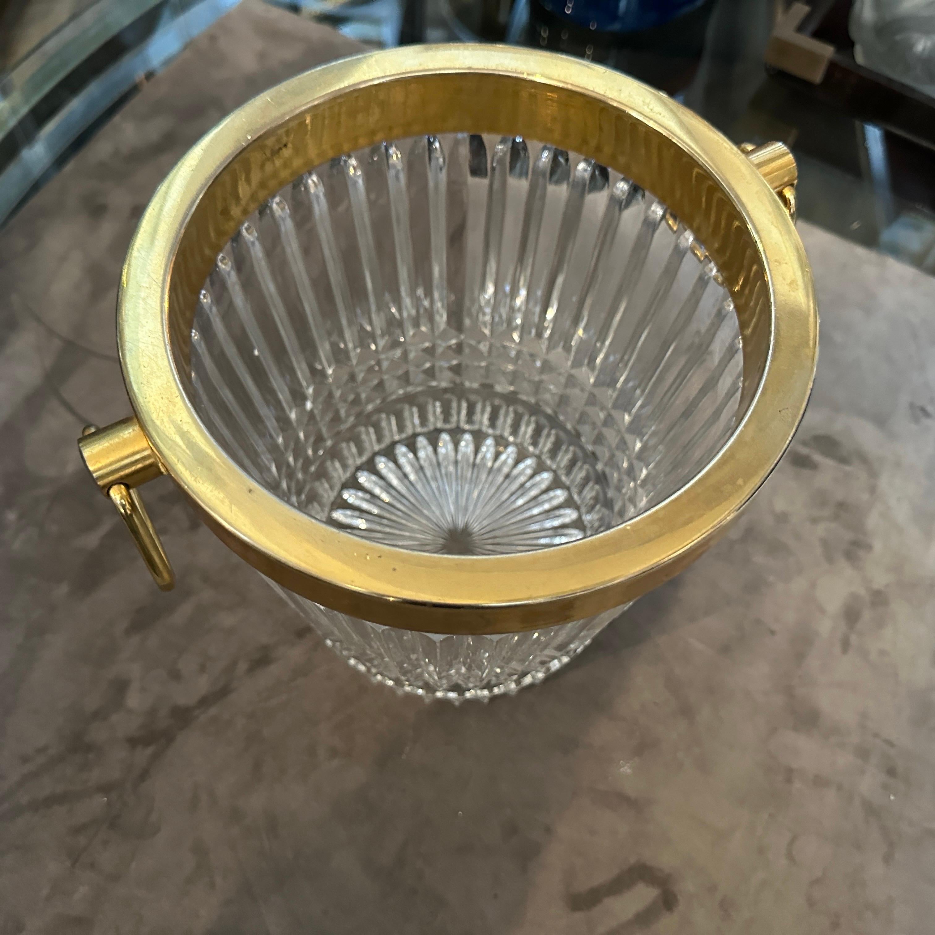 XX secolo Raffreddatore di vino francese moderno degli anni '70 placcato in argento e cristallo pesante in vendita