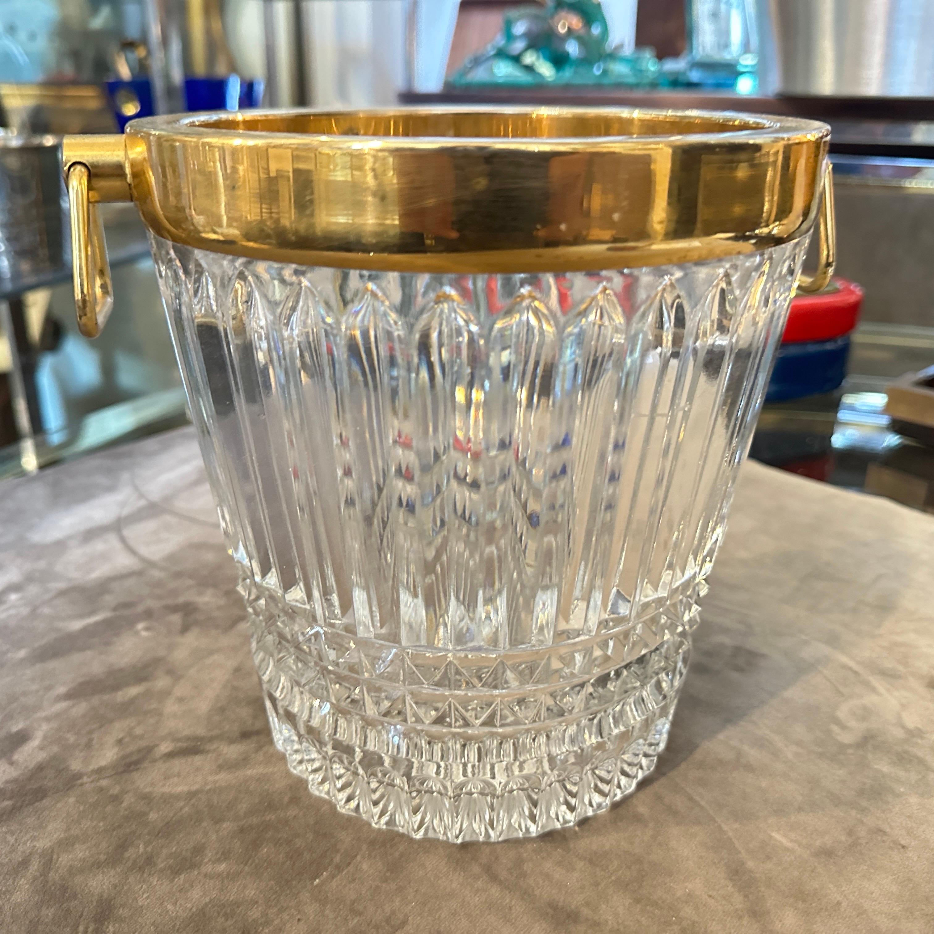 Raffreddatore di vino francese moderno degli anni '70 placcato in argento e cristallo pesante in vendita 2