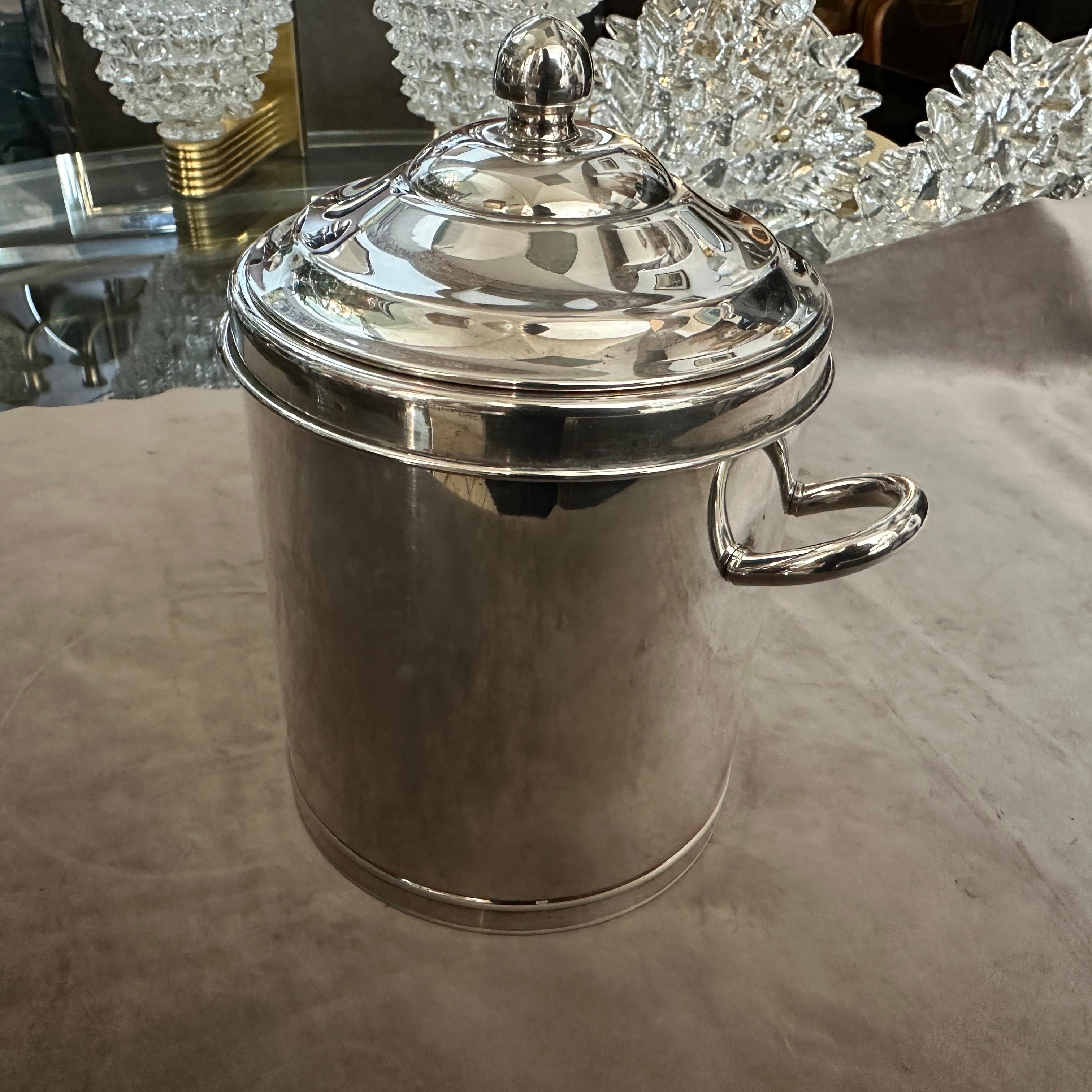 Cubitera moderna plateada de los años 70 de Gucci Firenze Chapado en plata