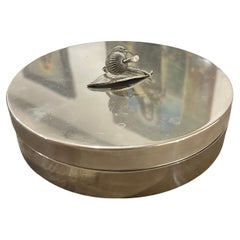 1970s Modern Silver Plated Round Jewelry Box By Renzo Casati Firenze