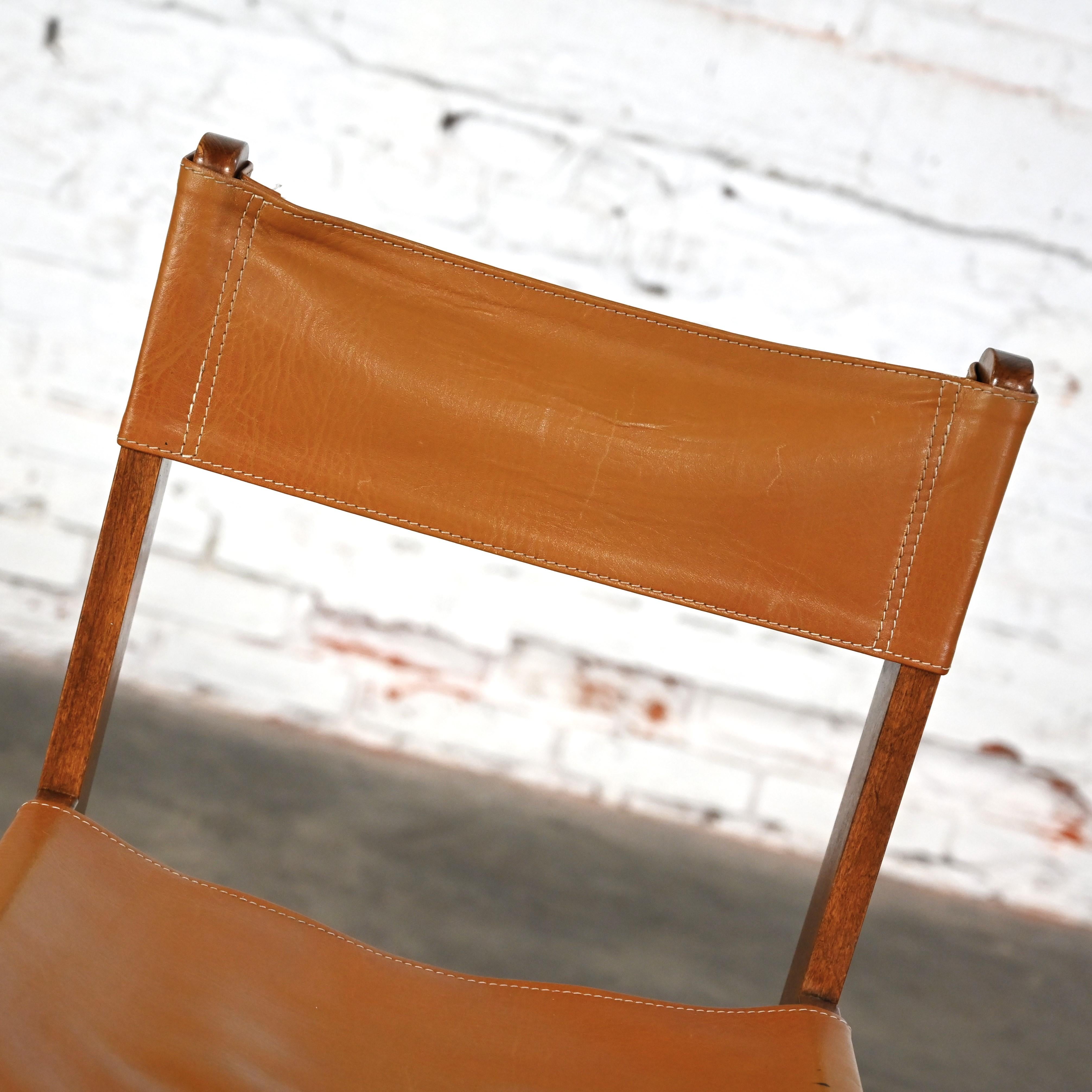 1970’s Modern Sling Chair Teak & Leather Style Michel Arnoult Made in Argentina For Sale 4