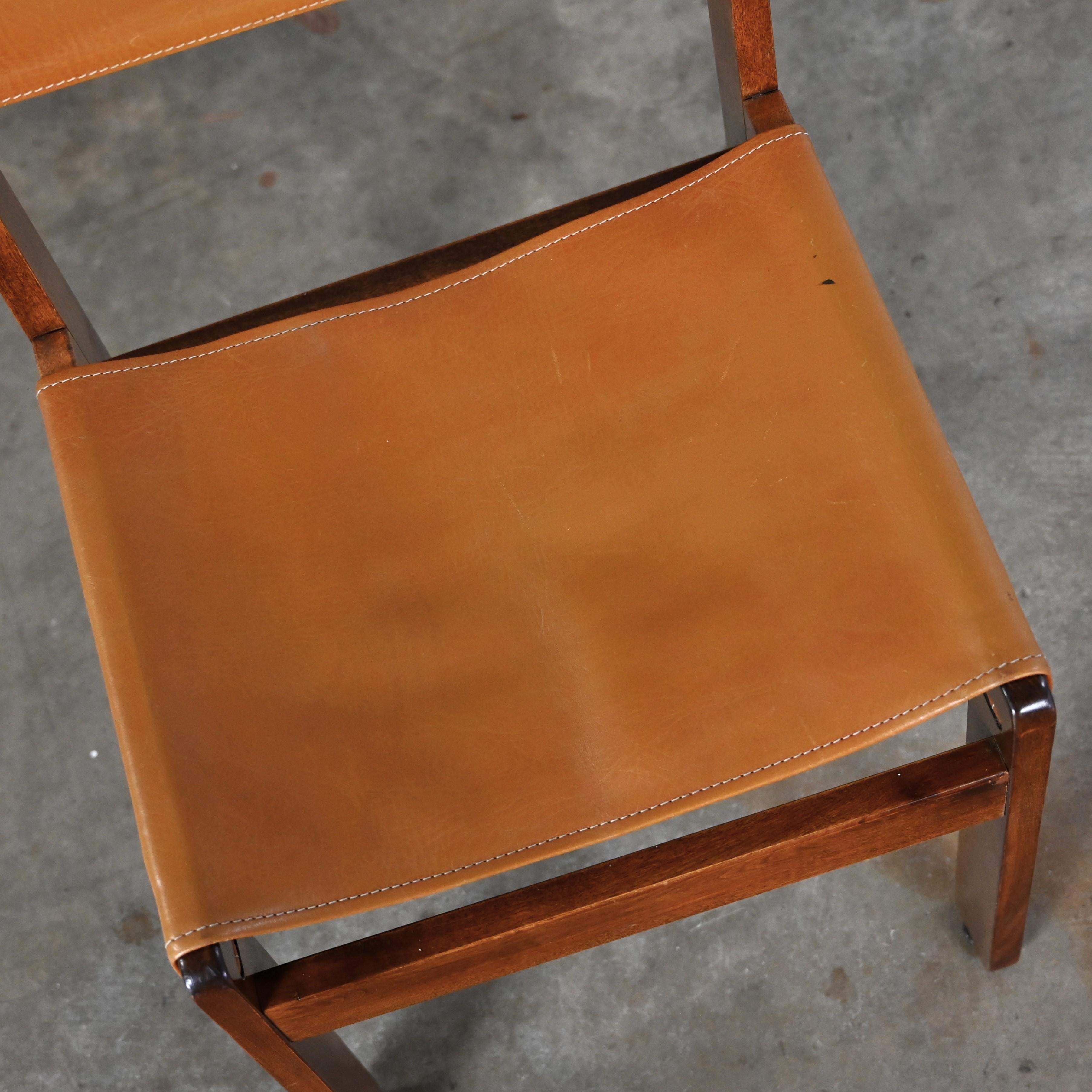 1970’s Modern Sling Chair Teak & Leather Style Michel Arnoult Made in Argentina For Sale 5