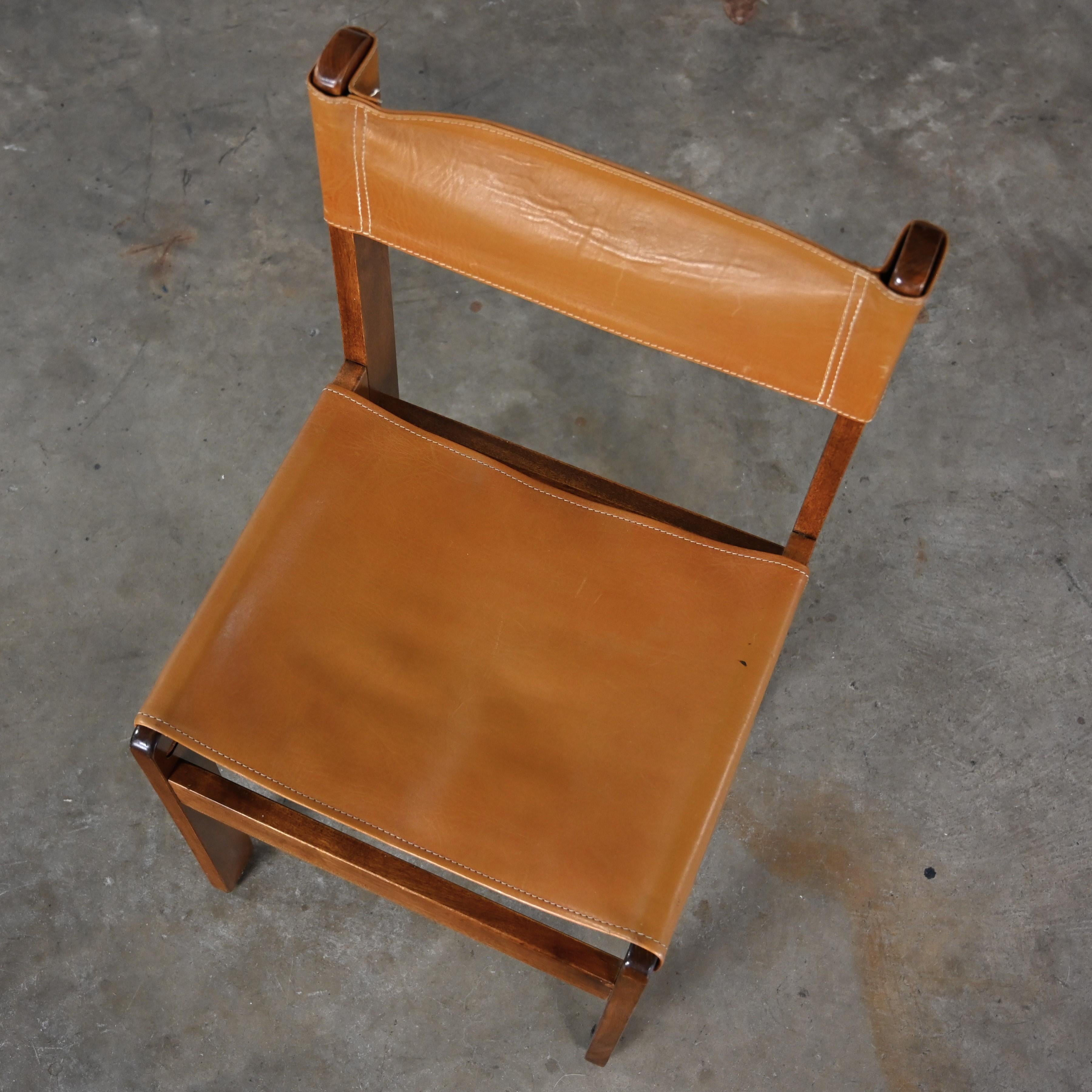 1970’s Modern Sling Chair Teak & Leather Style Michel Arnoult Made in Argentina For Sale 6