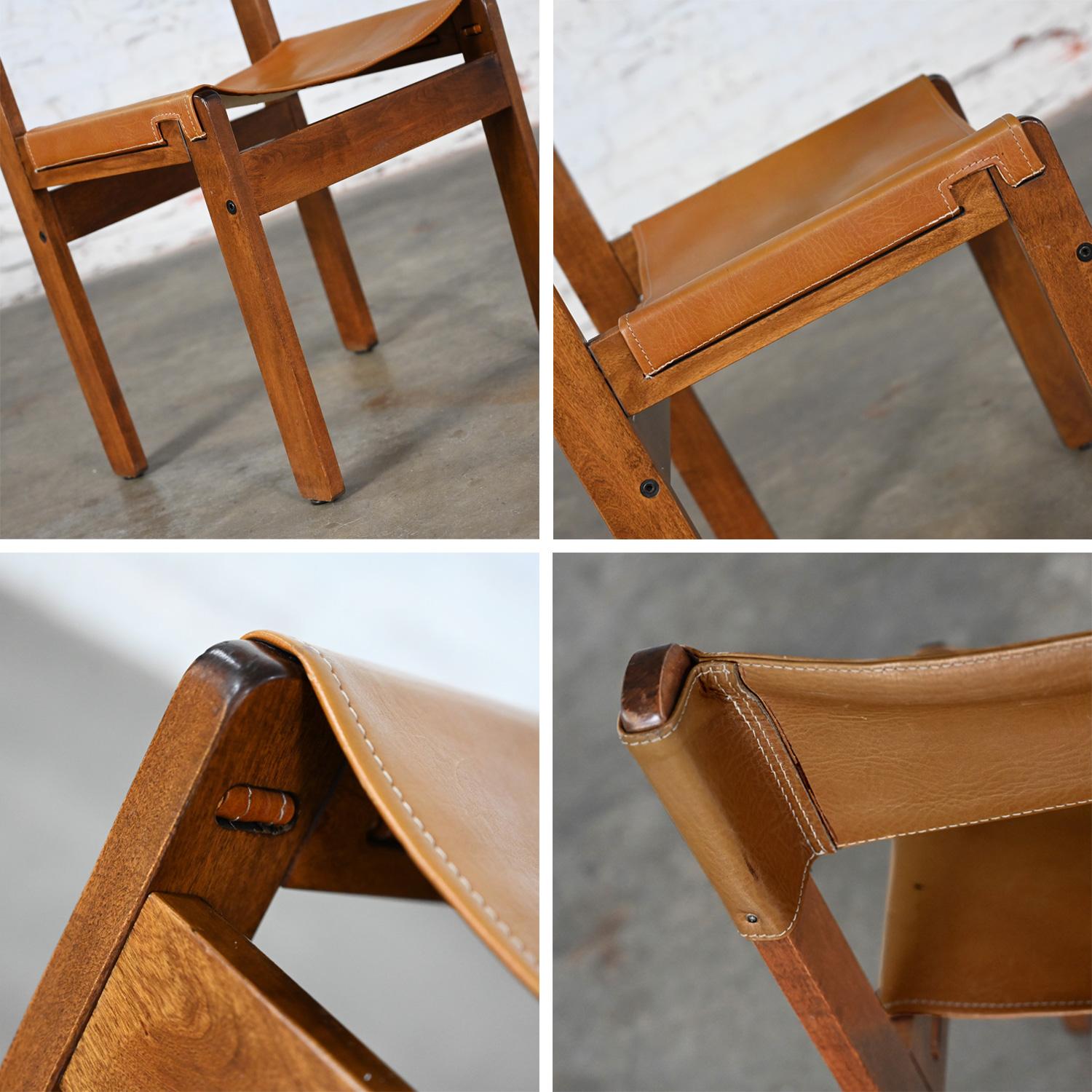 1970’s Modern Sling Chair Teak & Leather Style Michel Arnoult Made in Argentina For Sale 9