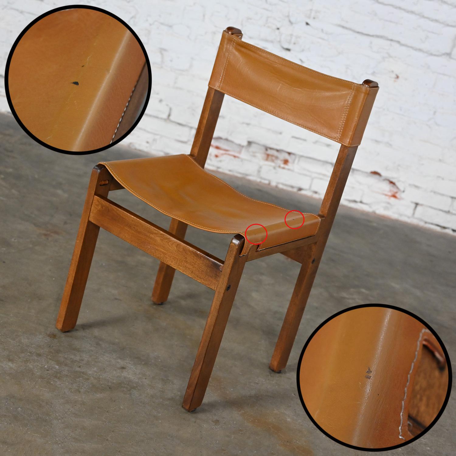 1970’s Modern Sling Chair Teak & Leather Style Michel Arnoult Made in Argentina For Sale 10