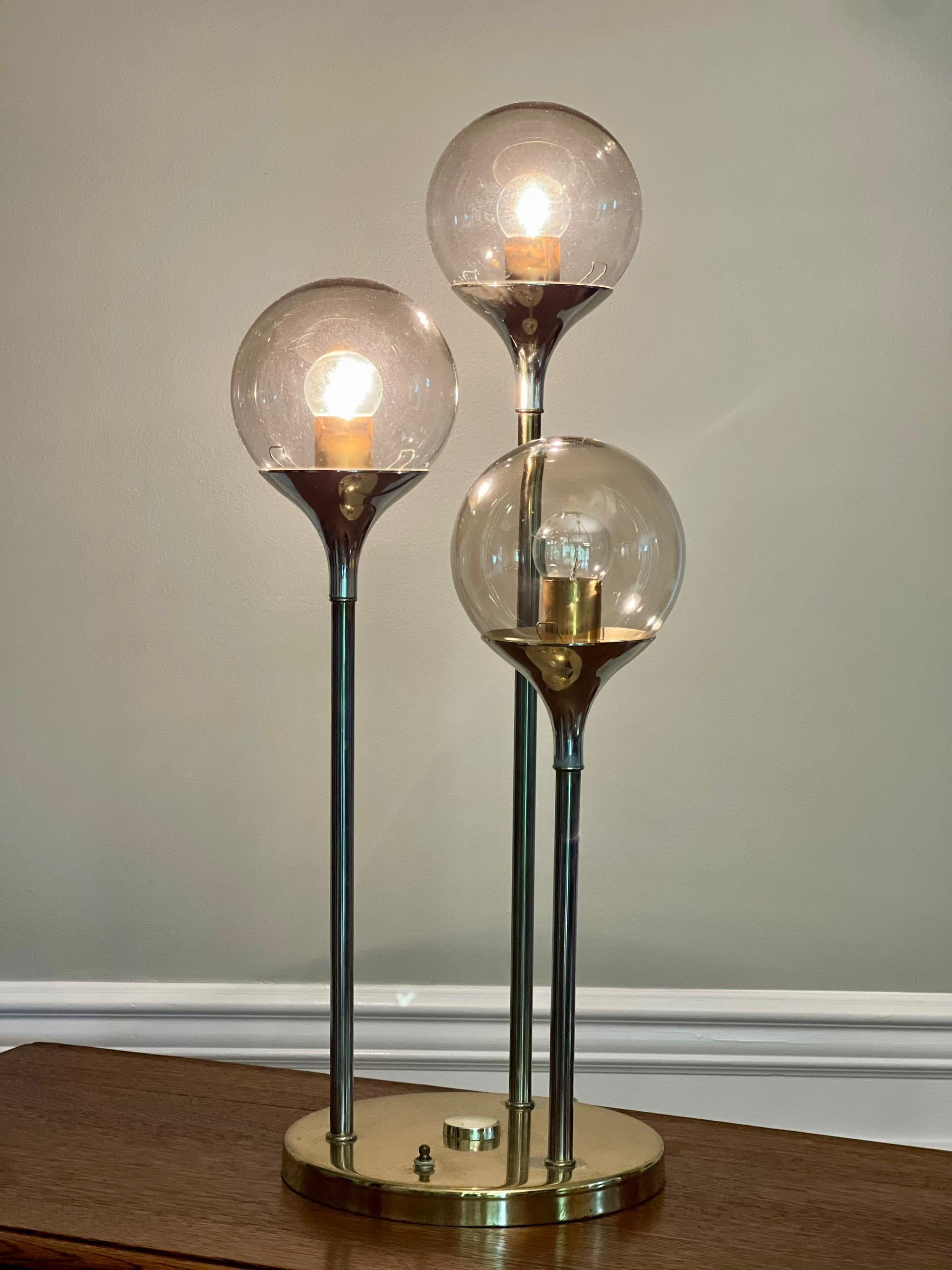 Metal 1970s Modern Space Age Three Globe Table Lamp