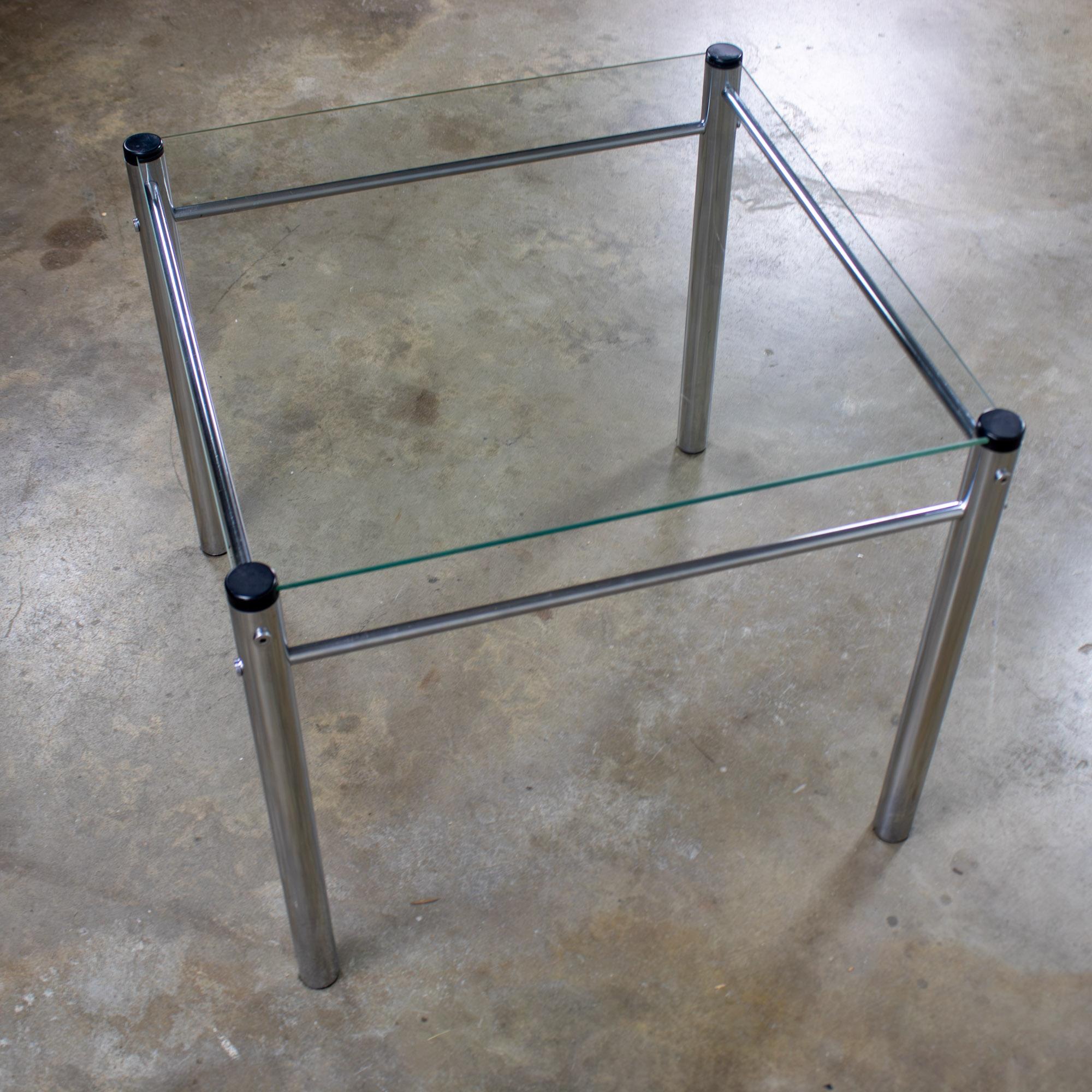 1970’s Modern Square End Side Table by James David Chrome Tube Frame Glass Top For Sale 12