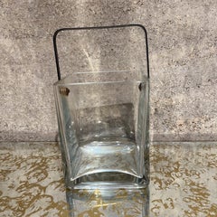 1970s Modern Square Glass Ice Bucket Style of Cristal de Sèvres