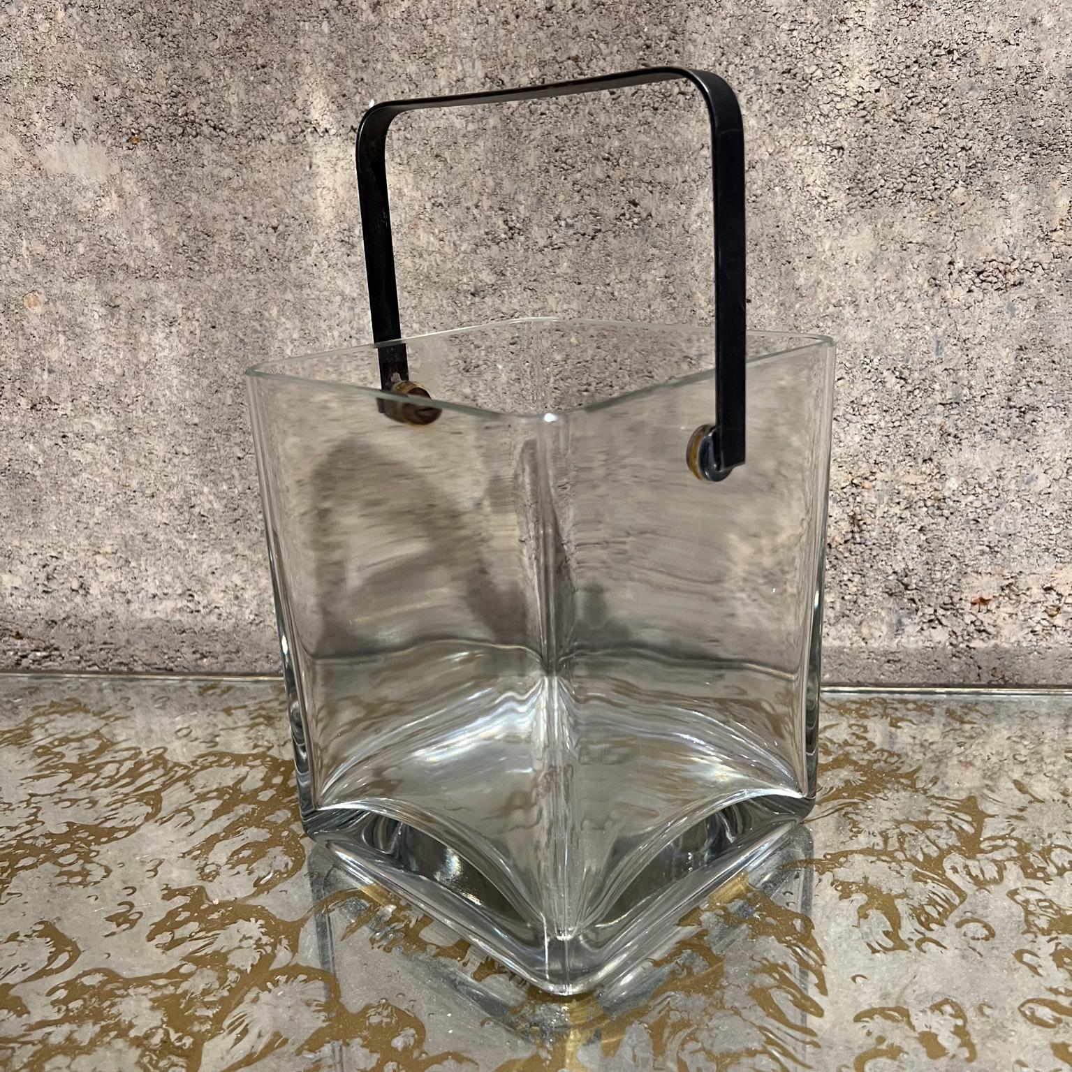 Mid-Century Modern 1970s Modern Square Glass Ice Bucket Style of Cristal de Sèvres For Sale