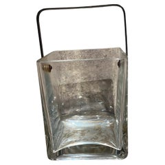 Retro 1970s Modern Square Glass Ice Bucket Style of Cristal de Sèvres