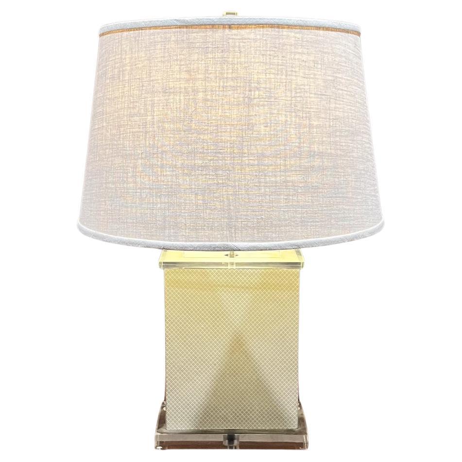 1970s Modern Square Lucite Table Lamp