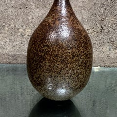 1970s Modern Studio Art Speckled Glazed Weed Pot Bud Vase signed