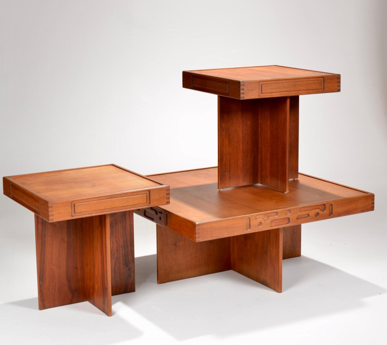 Organic Modern 1970s Modern Studio Production Coffee and End Table Set in Walnut For Sale