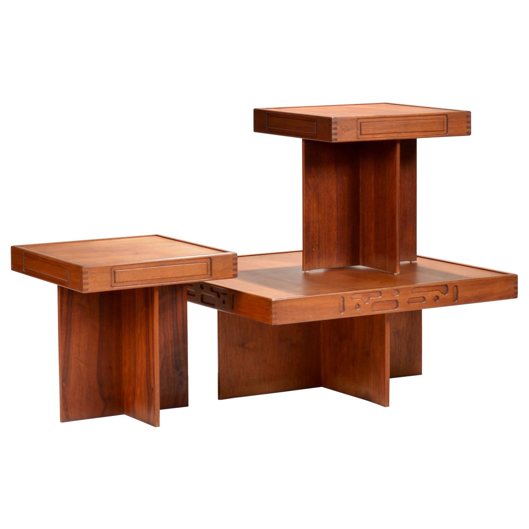 1970s Modern Studio Production Coffee and End Table Set in Walnut For Sale