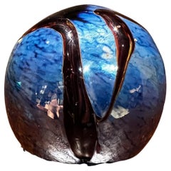 1970s Modern Style Murano Art Glass Organic Blue Paperweight