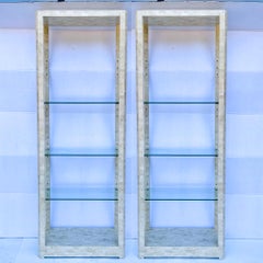1970s Modern Tessellated Marble Etageres Attributed to Karl Springer, a Pair