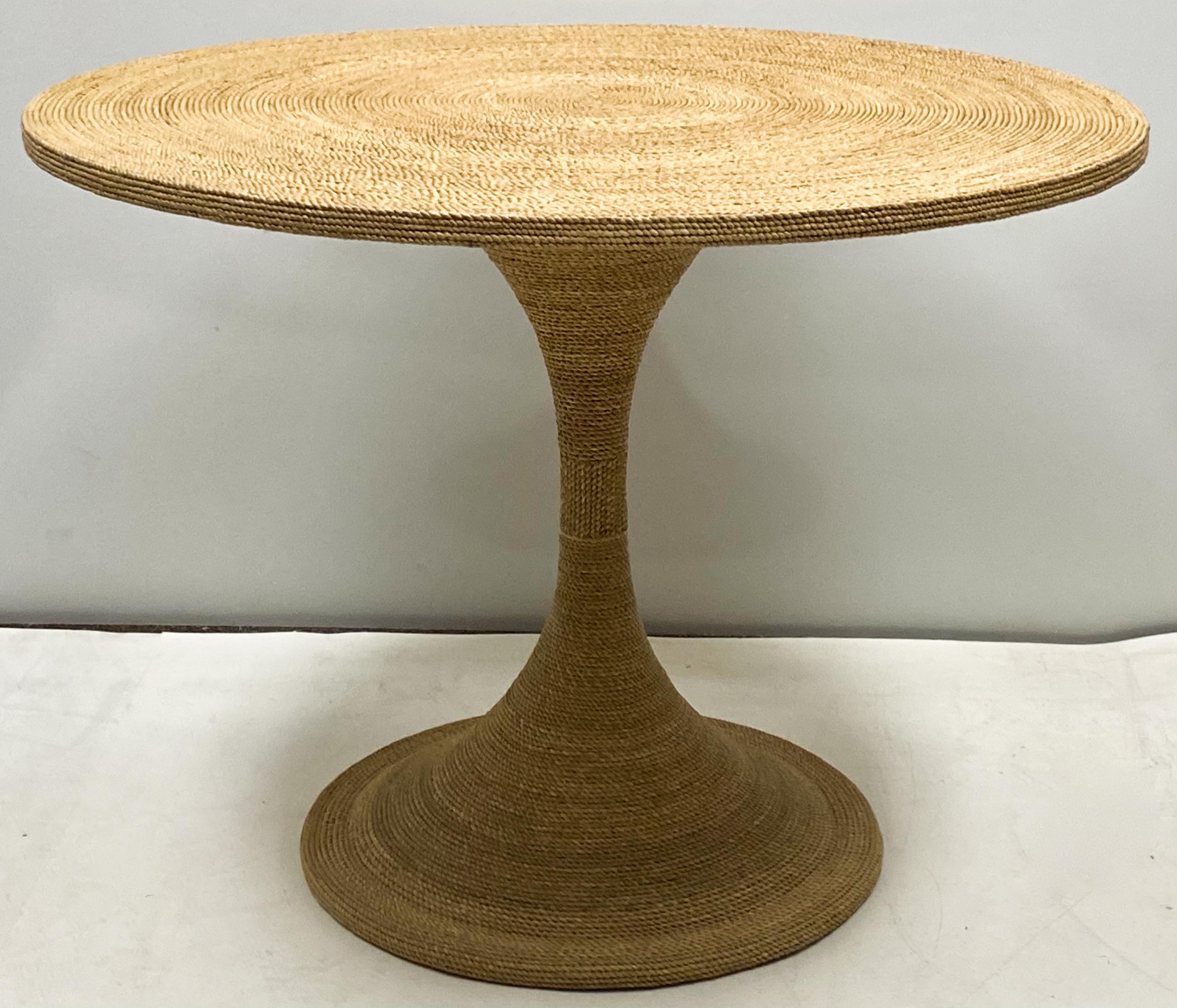 Philippine 1970s Modern Tulip Style Woven Seagrass Center Table