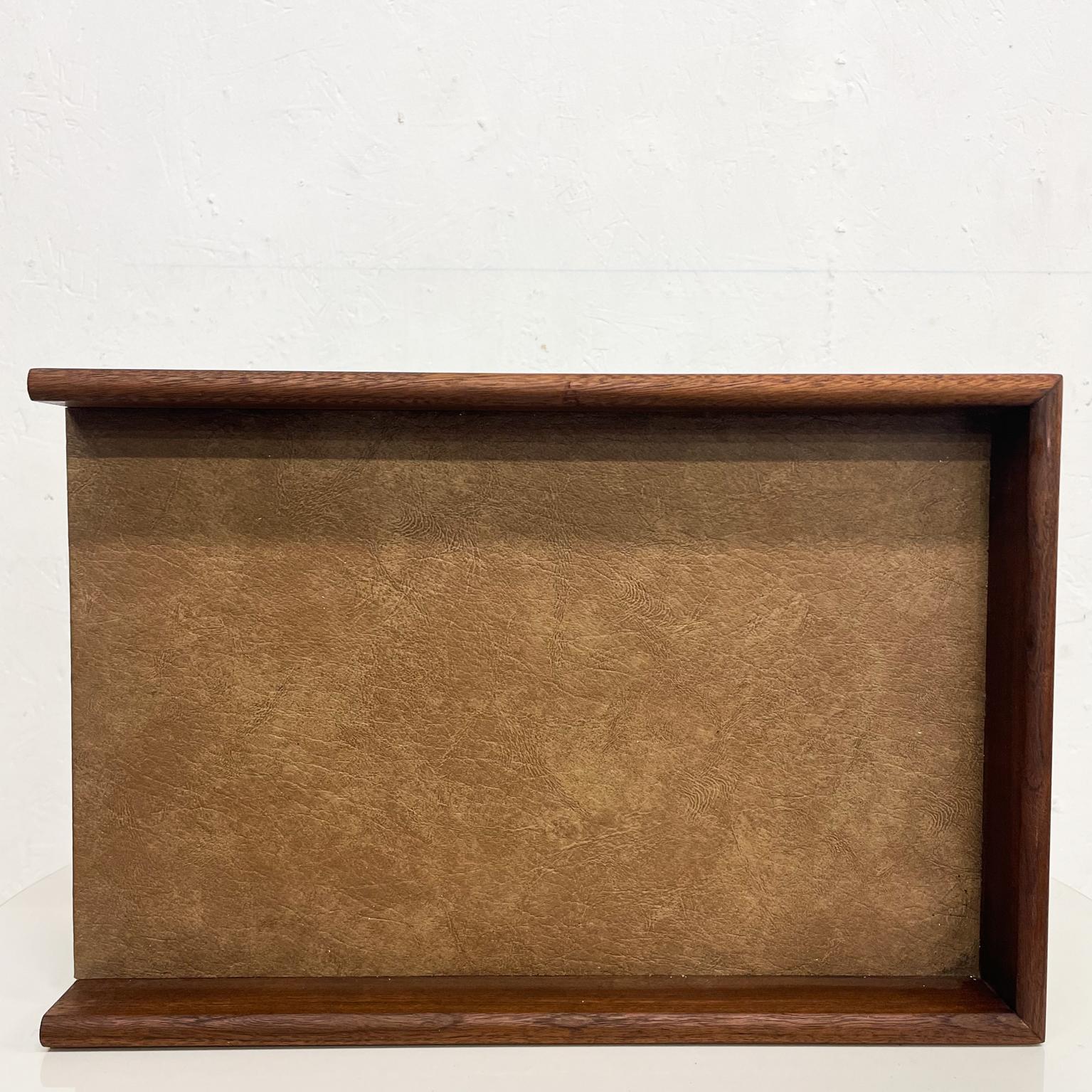 1970s Modern Two Tier Paper Tray Solid Walnut Wood and Bronze Desk Accessory 9