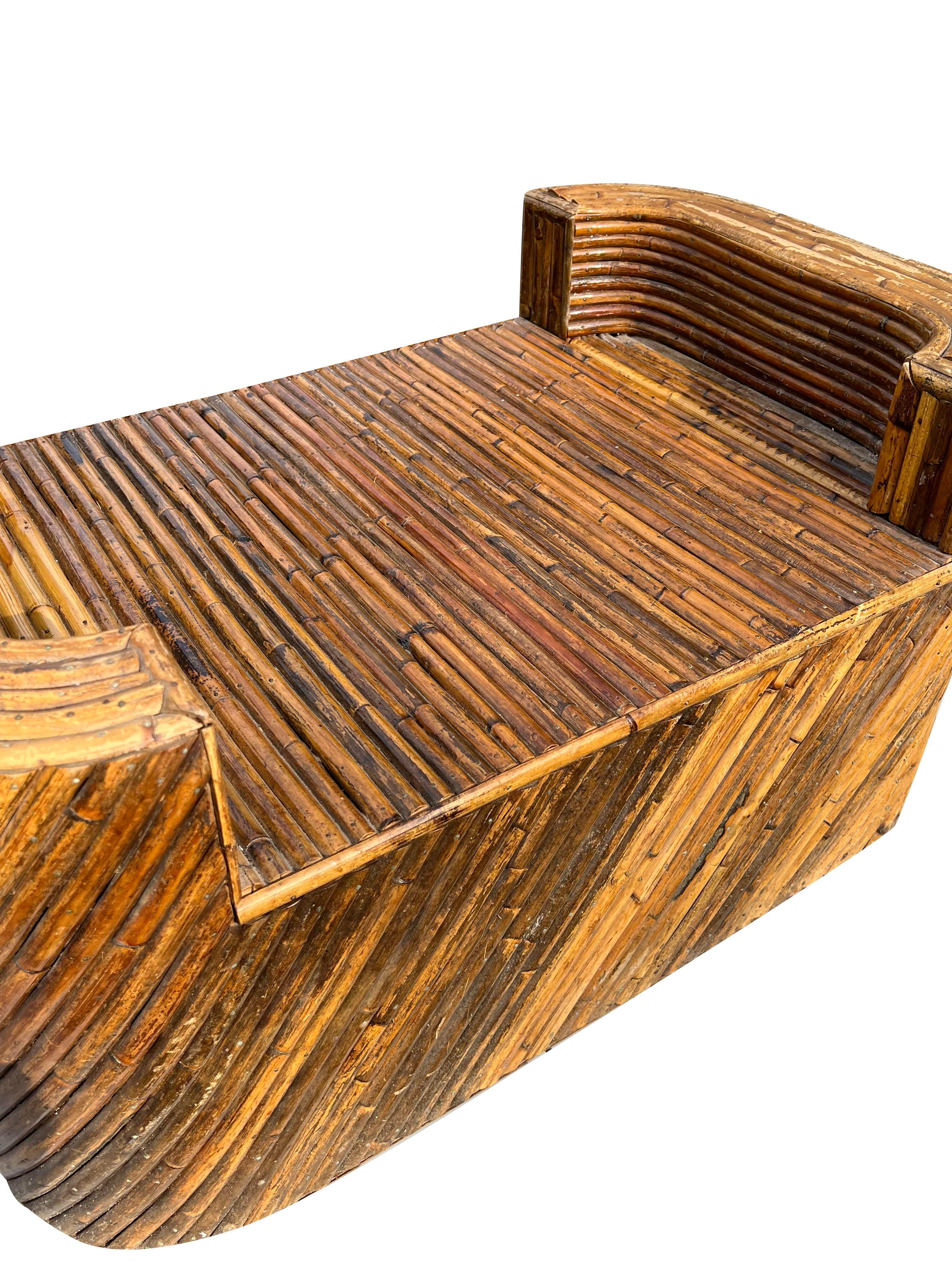 1970s Modern Vintage Crespi Pencil Reed Style Wrapped Rattan Wicker Ottoman 2