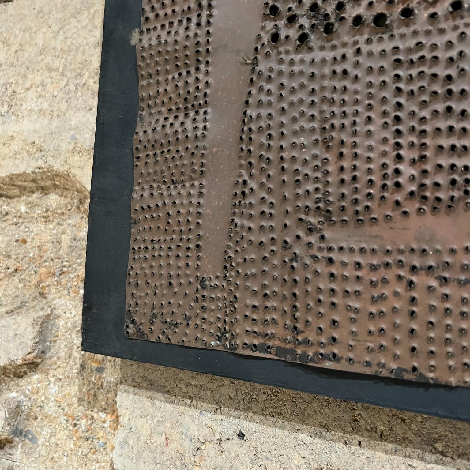 1970s Modern Wall Art Brutalist Perforated Copper Metal on Wood For Sale 8