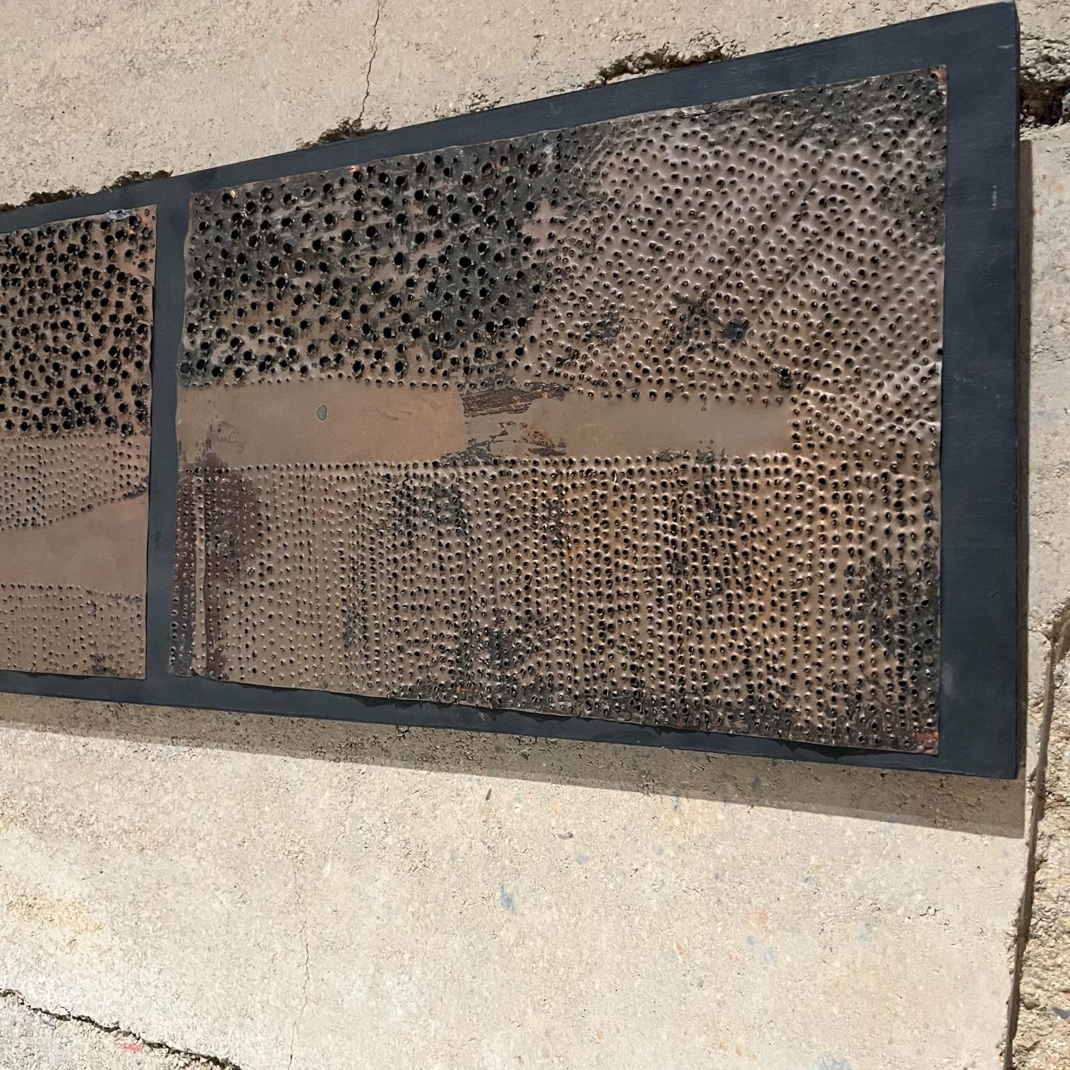 1970s Modern Wall Art Brutalist Perforated Copper Metal on Wood For Sale 2