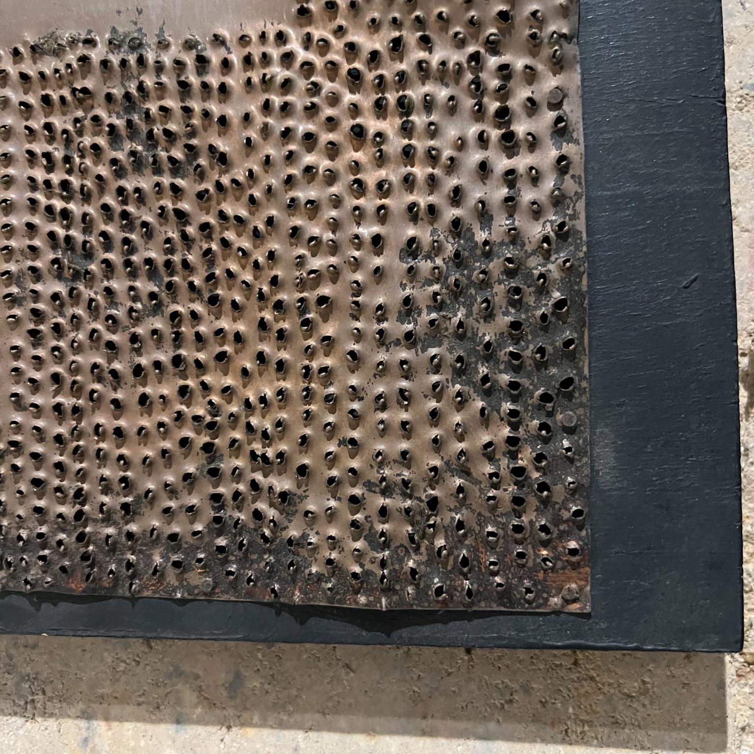 1970s Modern Wall Art Brutalist Perforated Copper Metal on Wood For Sale 3