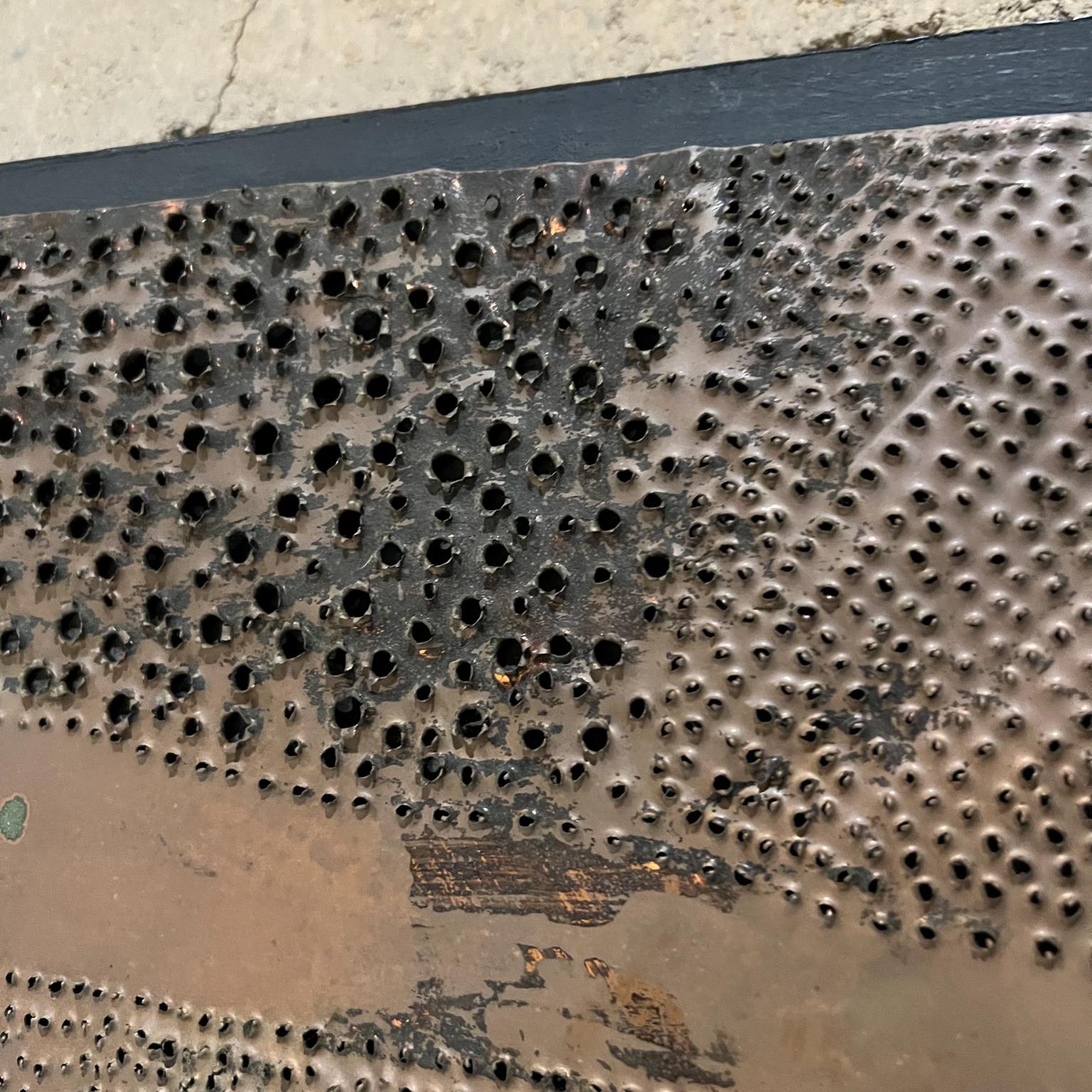 1970s Modern Wall Art Brutalist Perforated Copper Metal on Wood For Sale 5