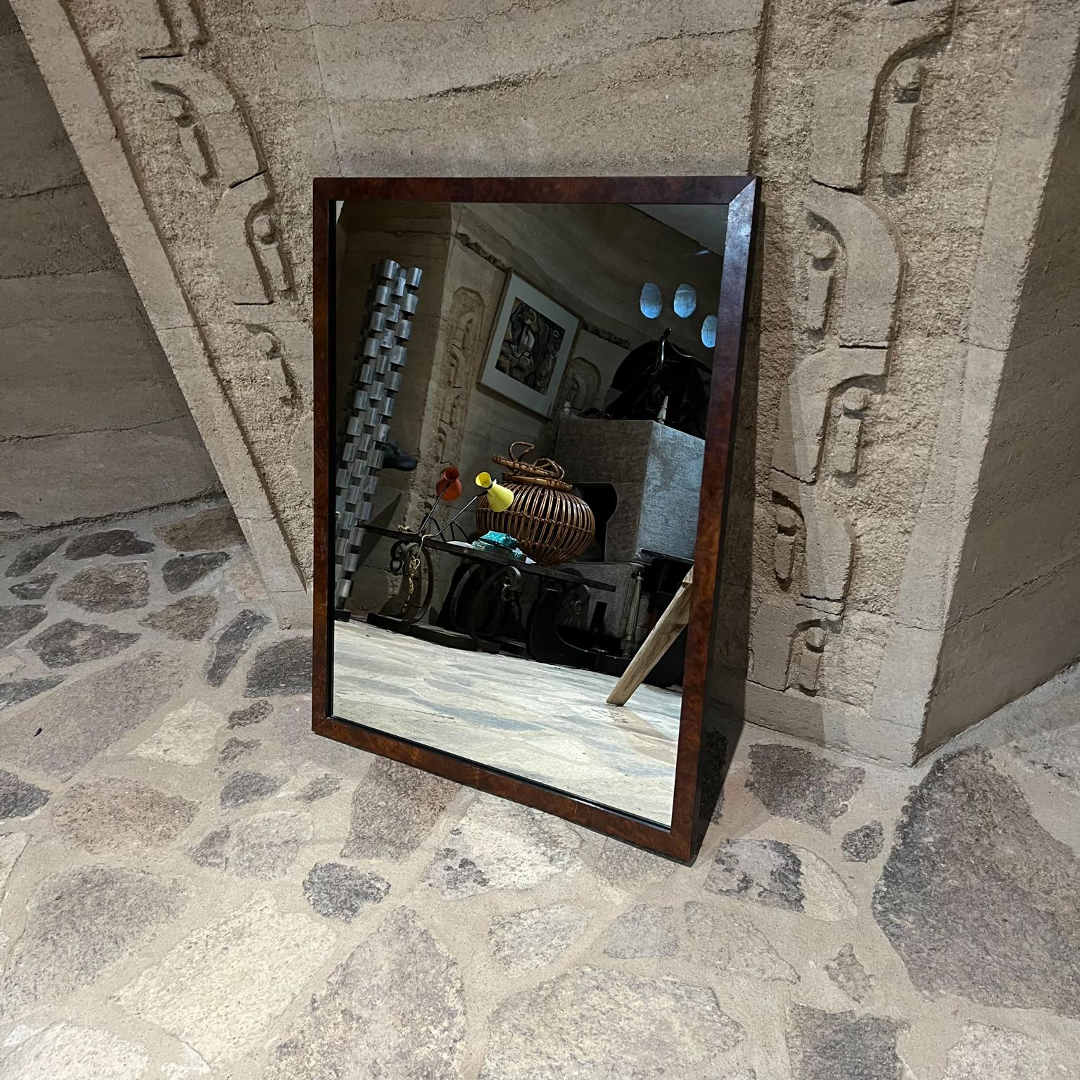 1970s Modern Wall Mirror framed in Burlwood Style of Milo Baughman For Sale 5