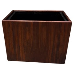 Vintage 1970s Modern Walnut Wood Planter Box or Waste Basket