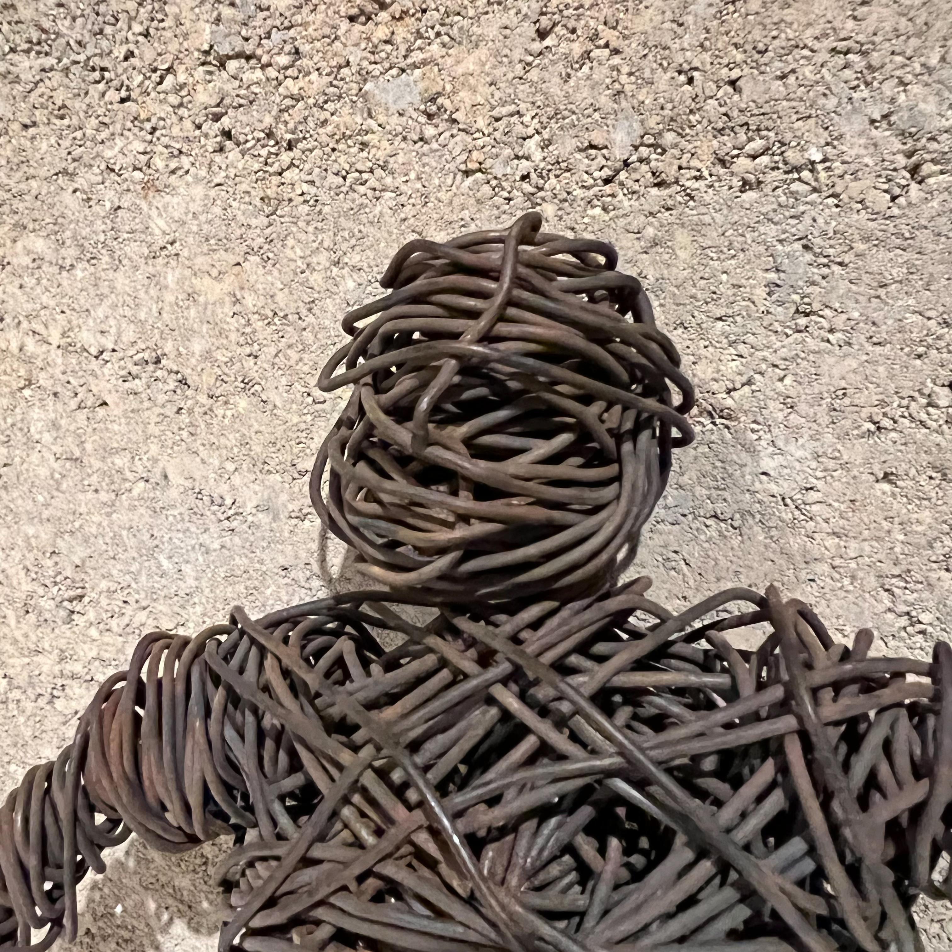 1970s Modern Wire Man Metal Sculpture Midcentury Brutalist Art In Good Condition In Chula Vista, CA