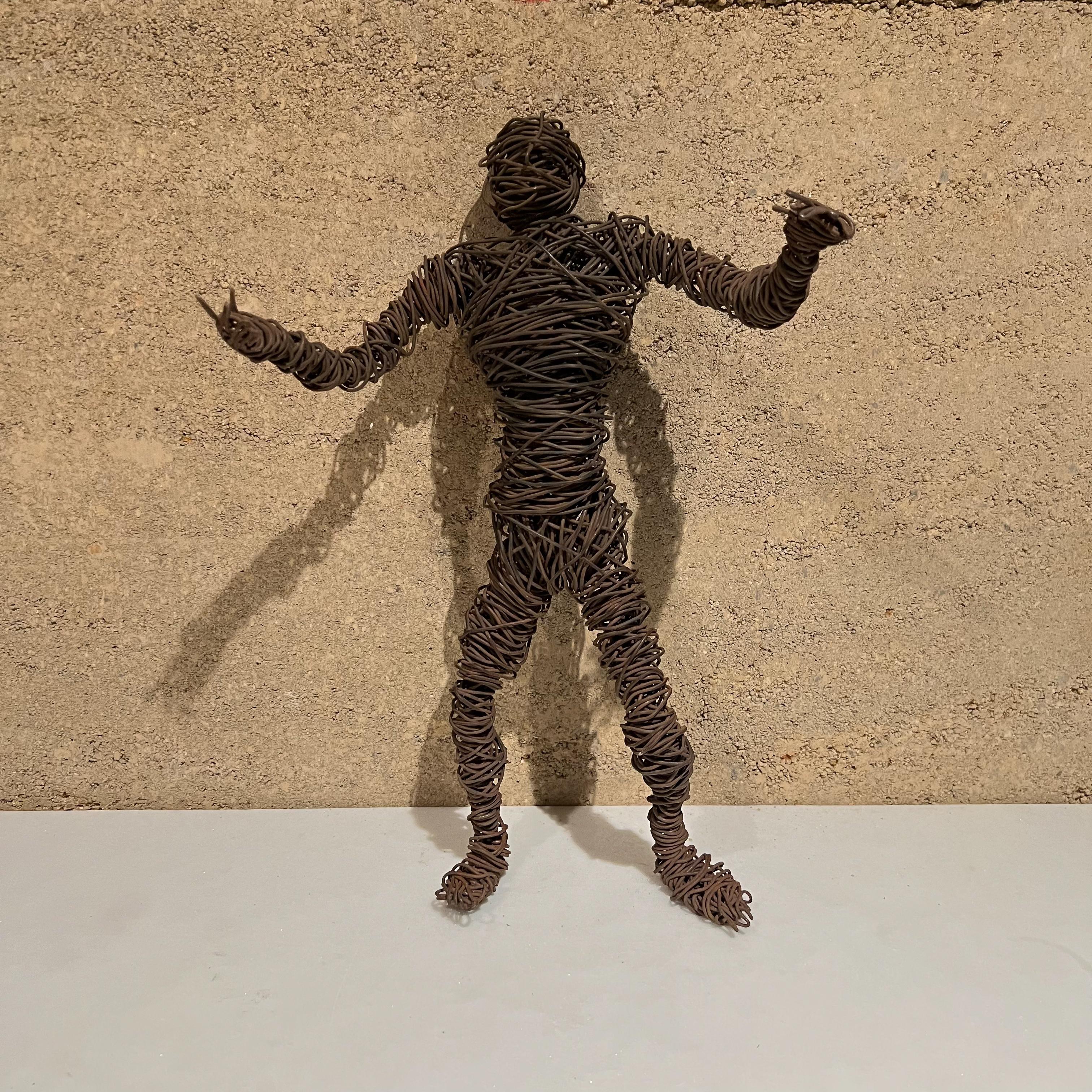 Late 20th Century 1970s Modern Wire Man Metal Sculpture Midcentury Brutalist Art