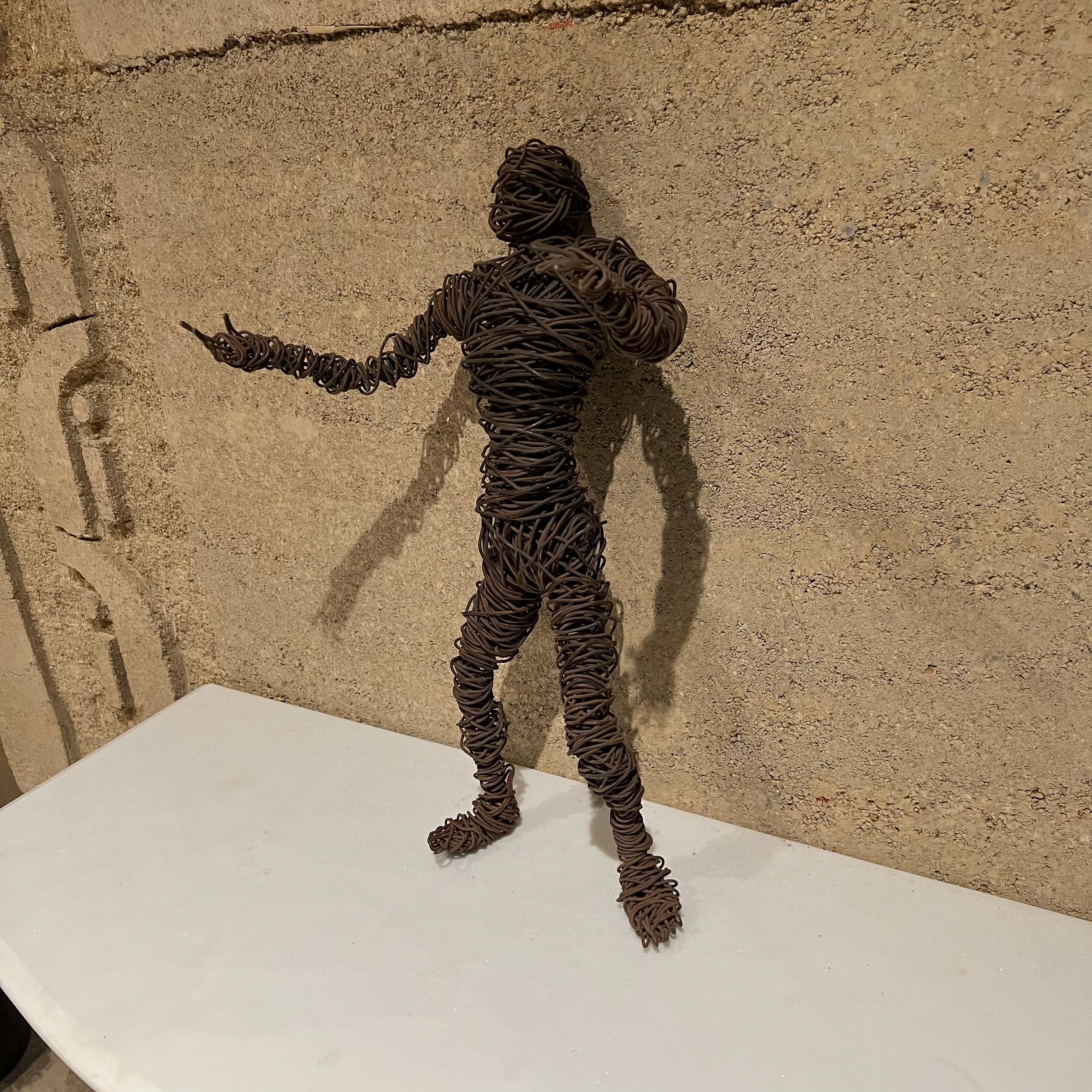 1970s Modern Wire Man Metal Sculpture Midcentury Brutalist Art 1