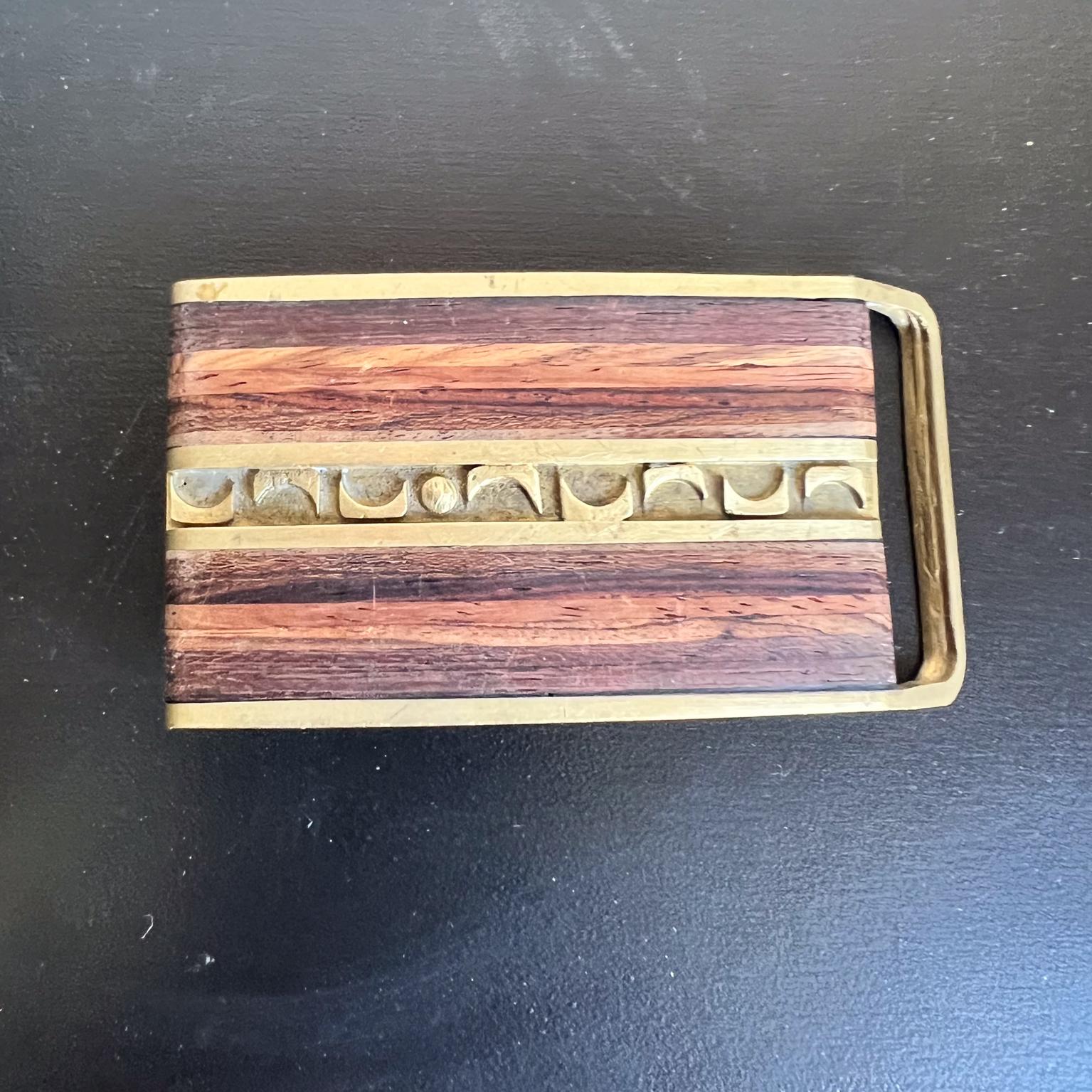 Mid-Century Modern 1970s Modern Wood Inlay Belt Buckle by Moonscape For Sale