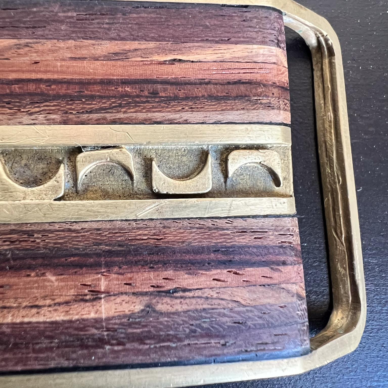 Metal 1970s Modern Wood Inlay Belt Buckle by Moonscape For Sale