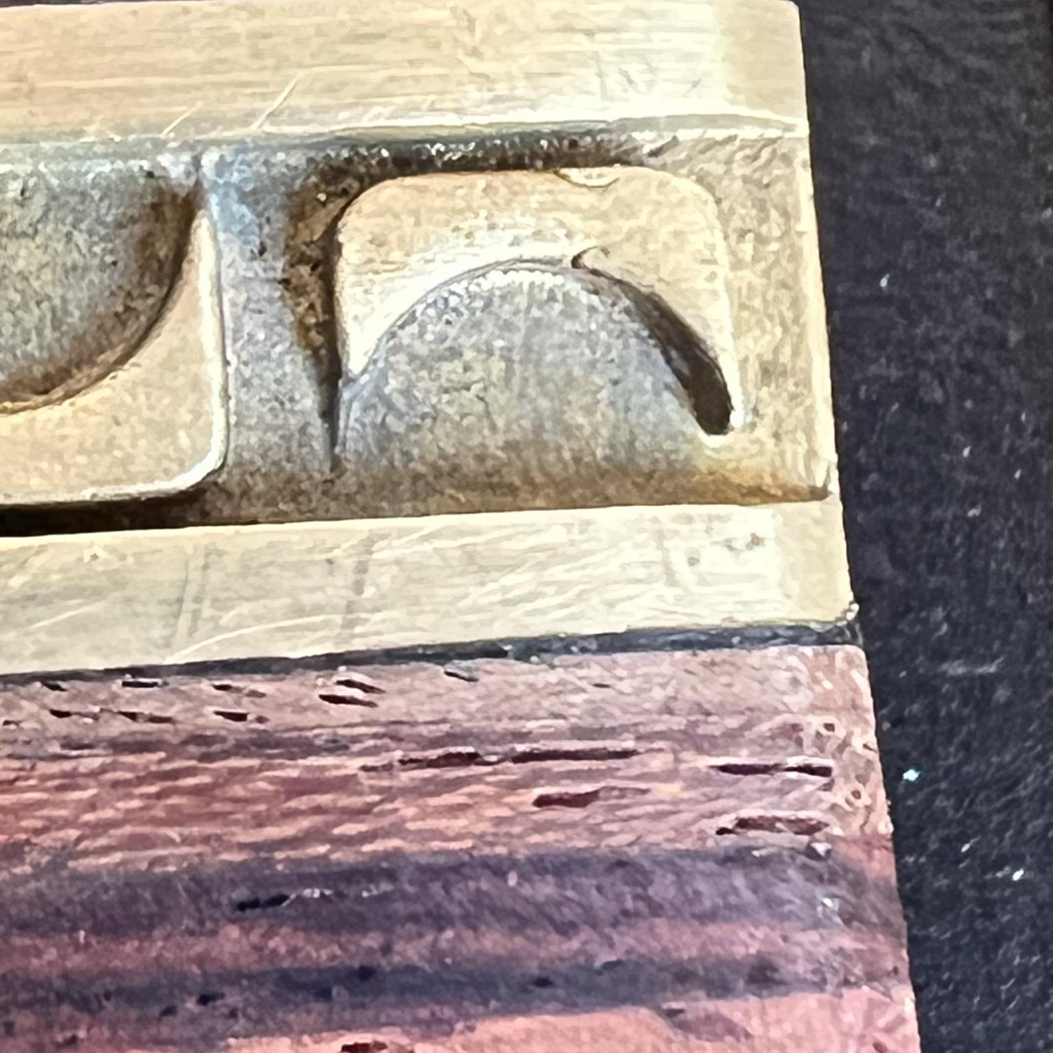 1970s Modern Wood Inlay Belt Buckle by Moonscape For Sale 1