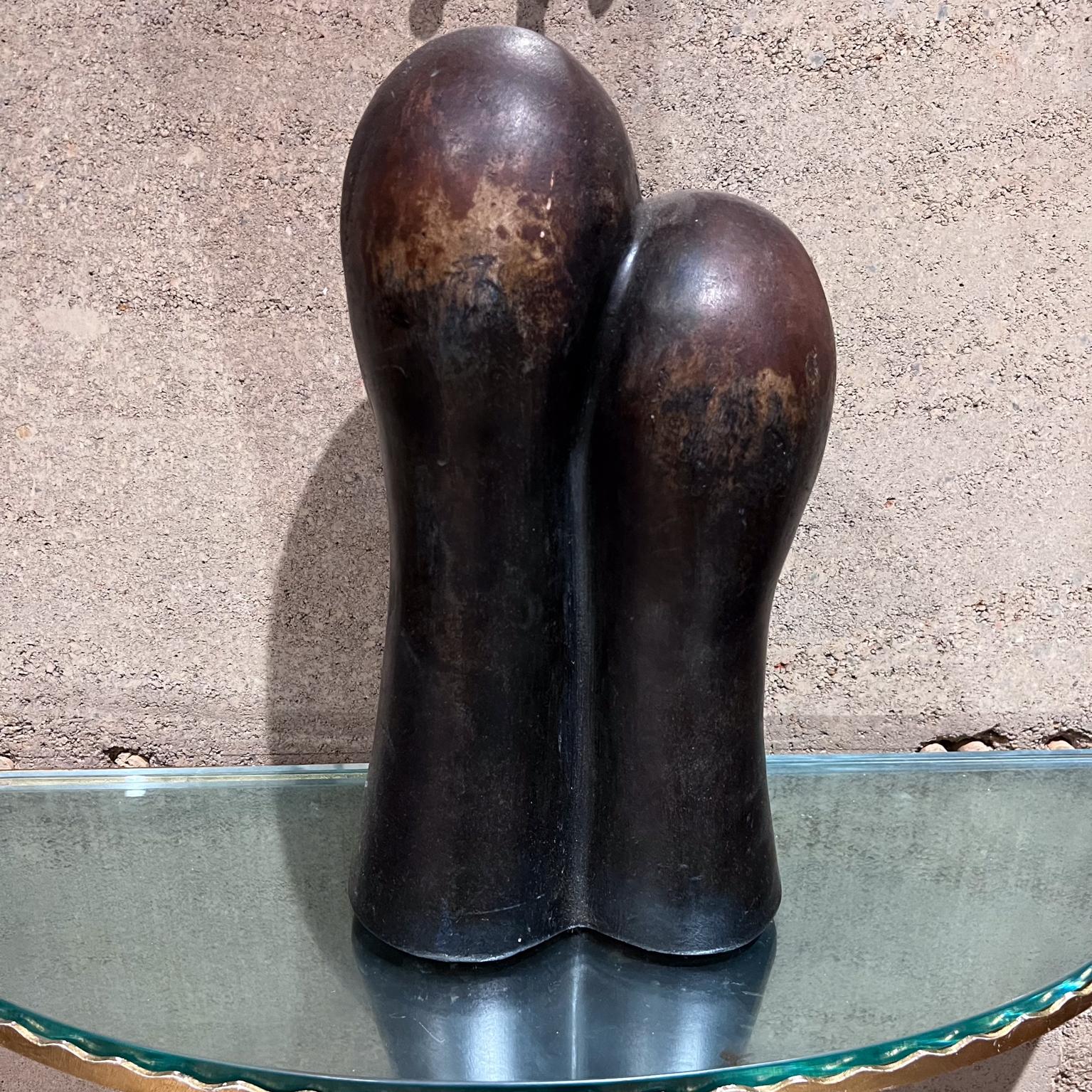 Sculpture moderniste à 3 têtes des années 1970 en bronze terre cuite en vente 3